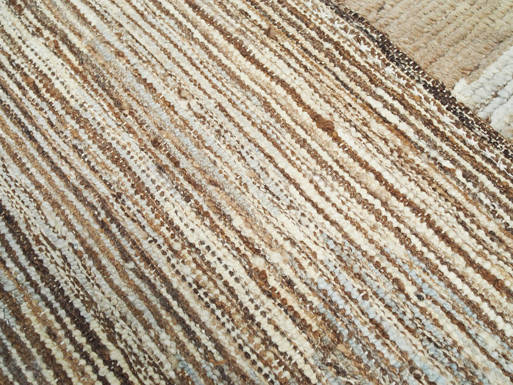 8x10 Ft Brown & Blue Moroccan Rug - Hand Knotted Wool Rug