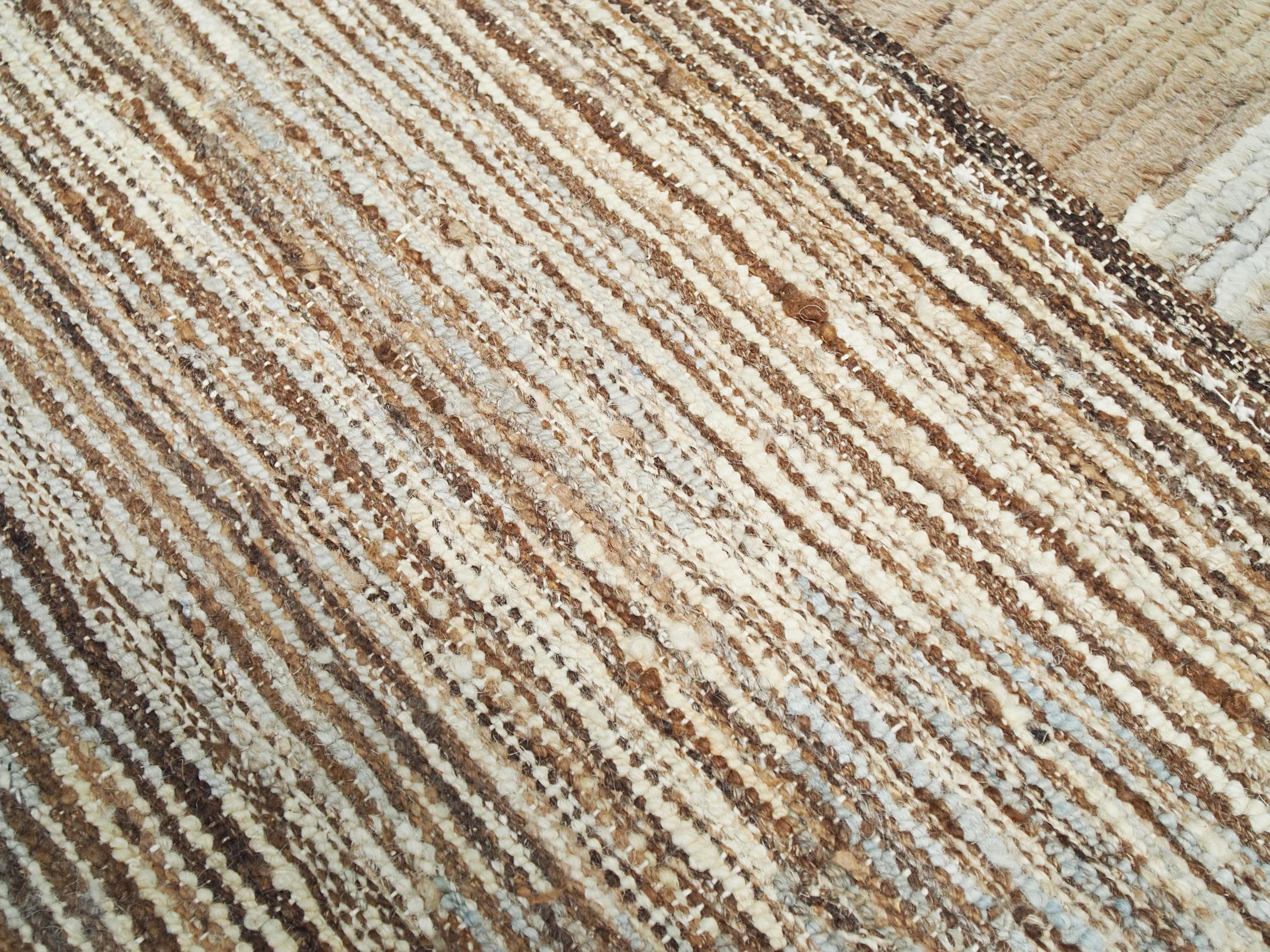 8x10 Ft Brown & Blue Moroccan Rug - Hand Knotted Wool Rug