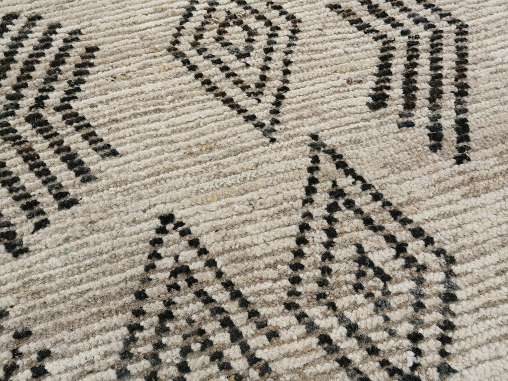 Hand Knotted Beige Moroccan Rug - 7x16 Ft Afghan Wool Runner