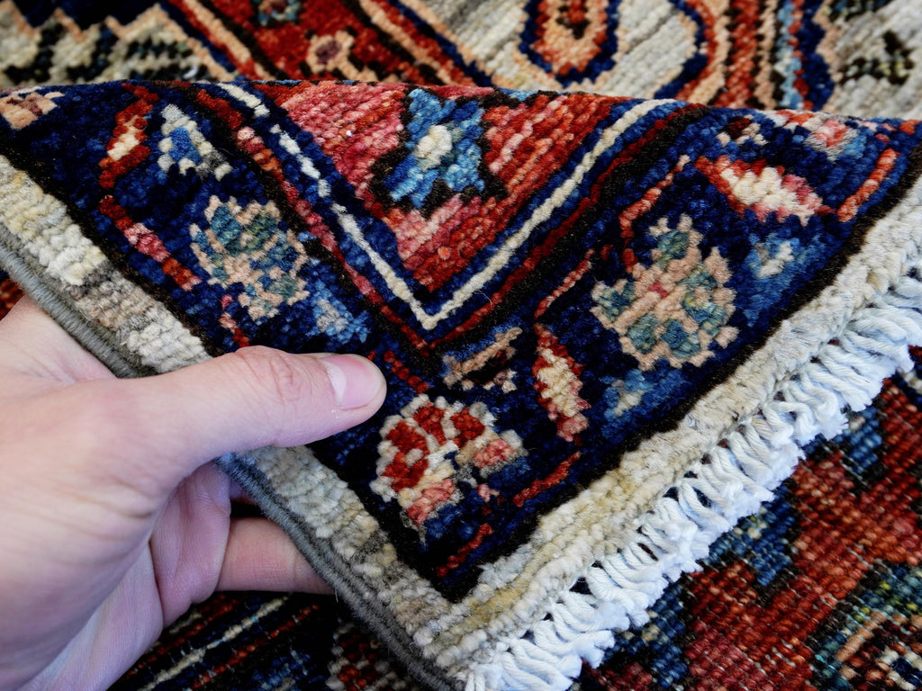 3x5 Ft Red & Gray Kazak Rug - Handmade Afghan Rug