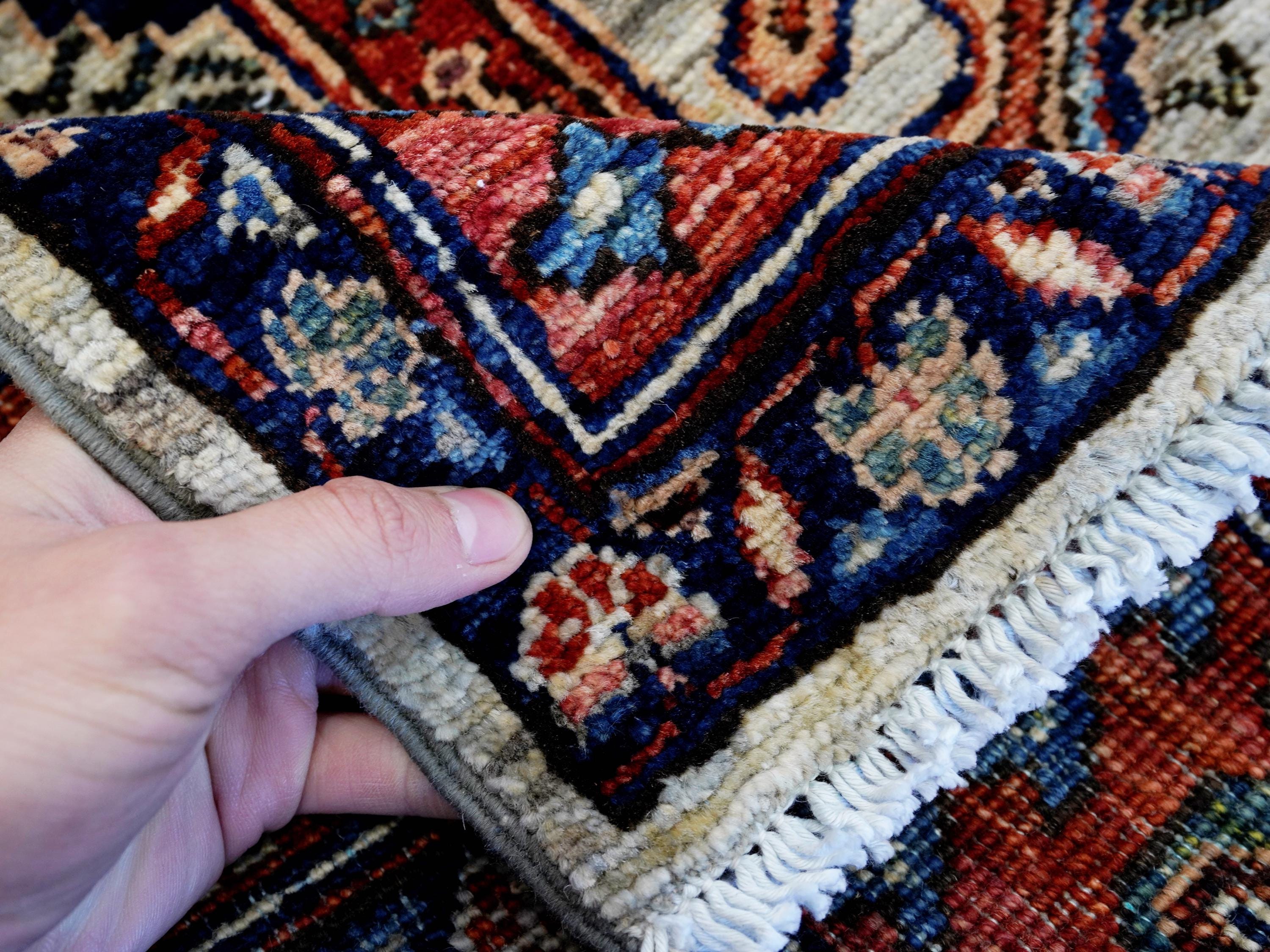 3x5 Ft Red & Gray Kazak Rug - Handmade Afghan Rug