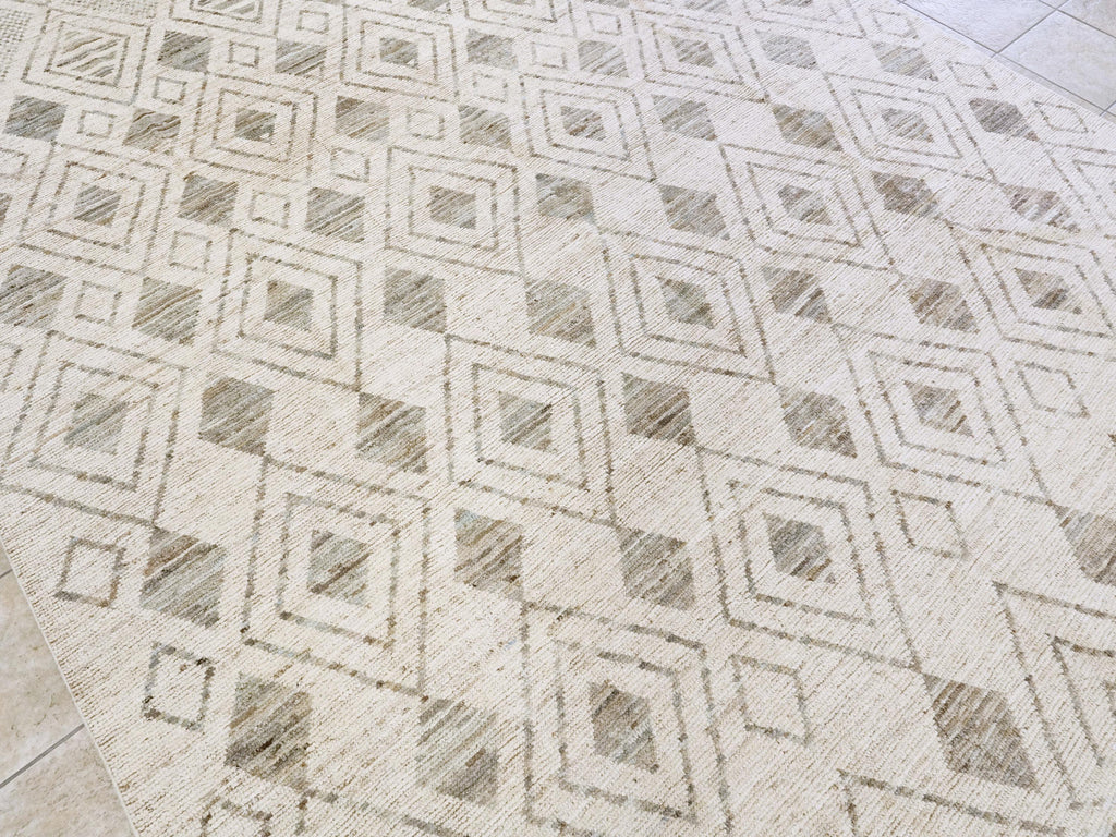 9x12 Ft Beige & Gray Moroccan Rug - Hand Knotted Wool Area Rug