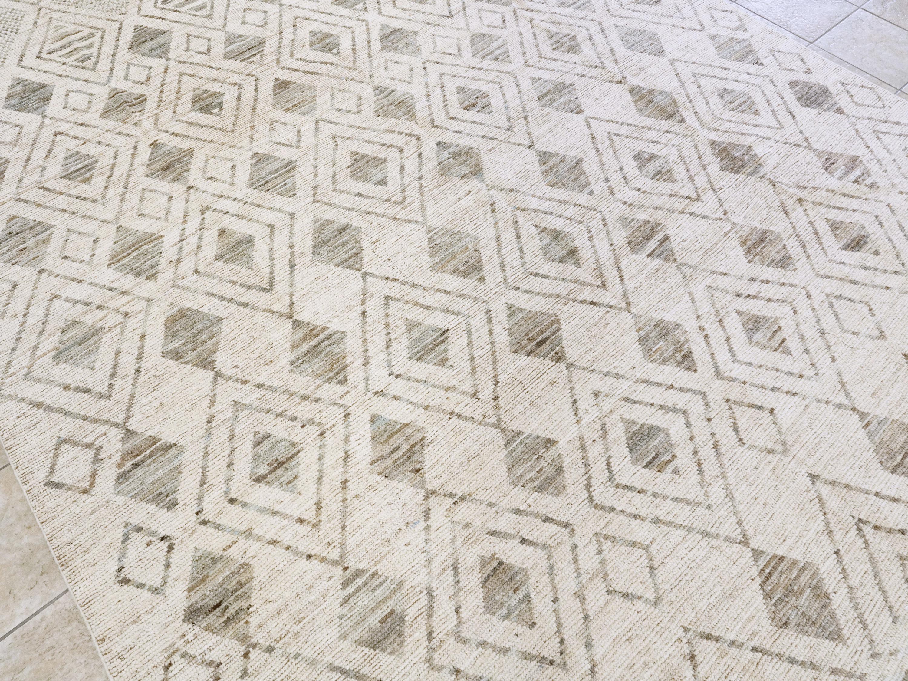 9x12 Ft Beige & Gray Moroccan Rug - Hand Knotted Wool Area Rug