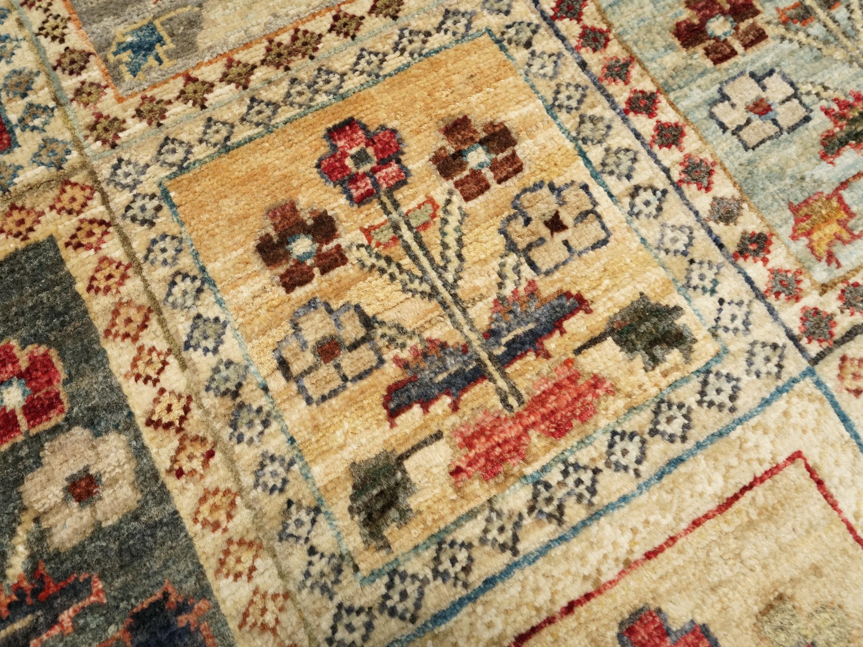 3x5 Ft Beige Heriz Rug - Afghan Wool Rug - Garden Design