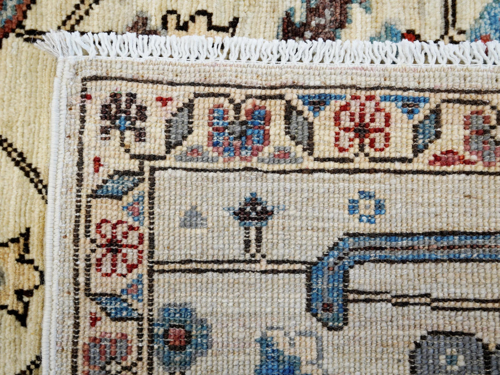 3x5 Ft Beige Heriz Rug - Handmade Afghan Rug