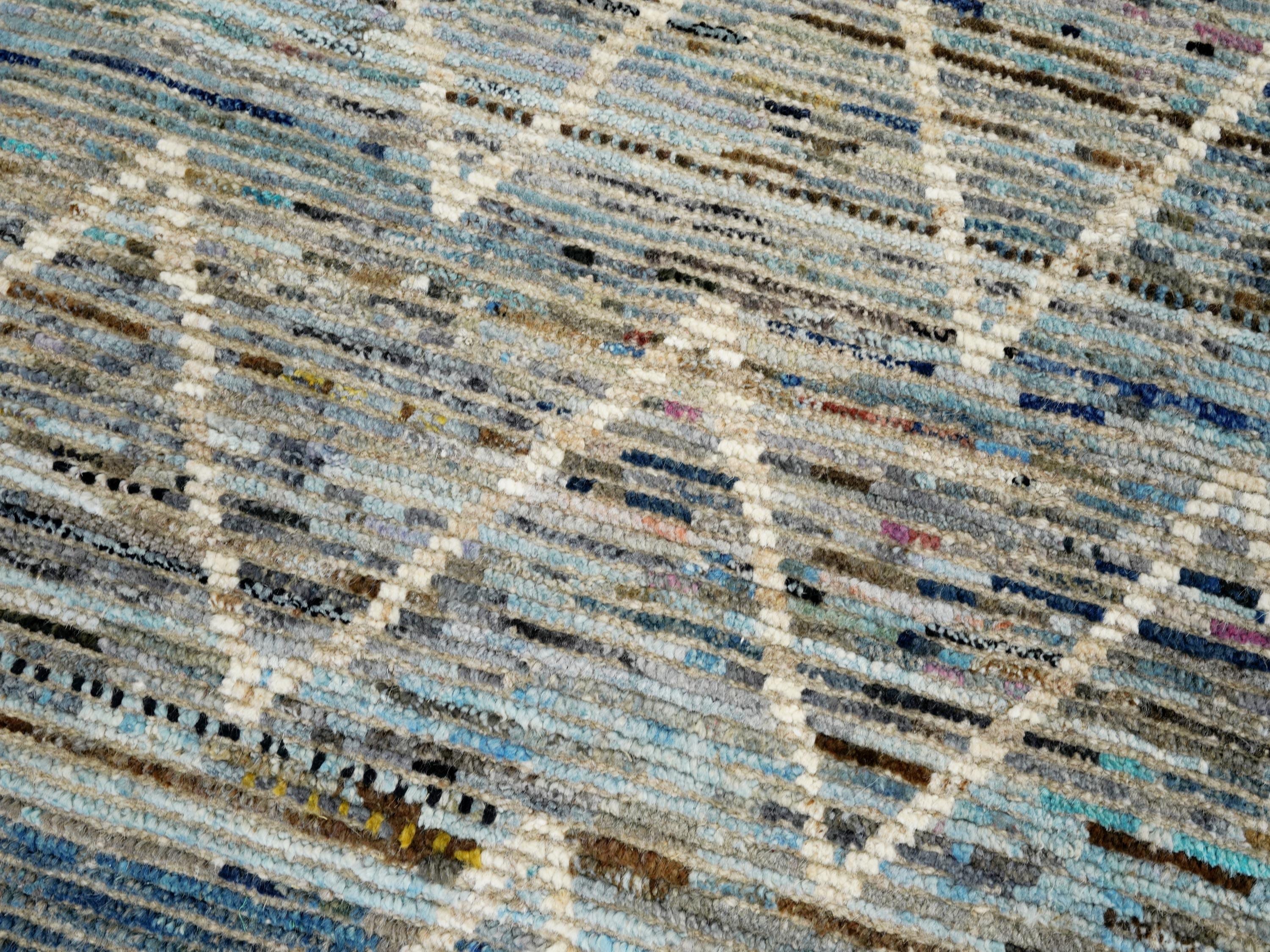 7x10 Ft Blue Moroccan Rug - Hand Knotted Area Rug