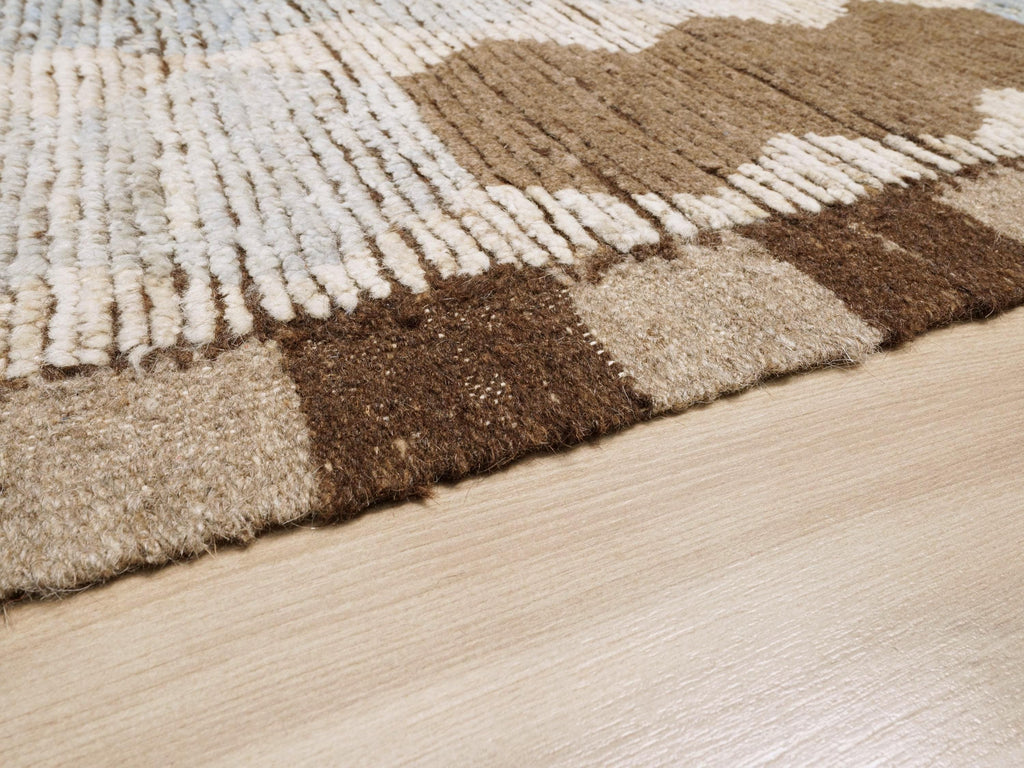 6x9 Ft Blue & Brown Moroccan Rug - Hand Knotted Afghan Rug