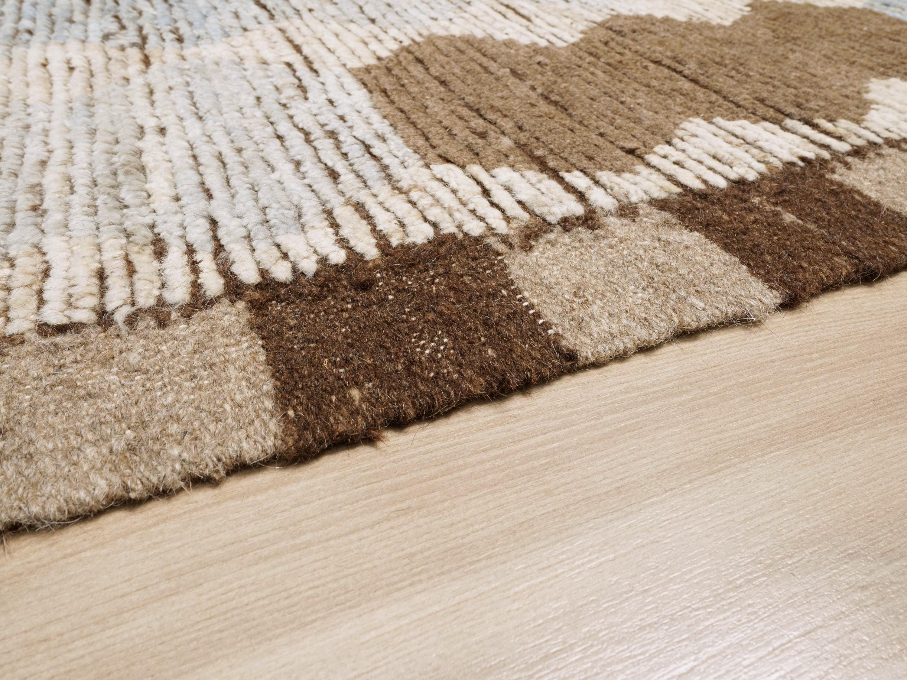 6x9 Ft Blue & Brown Moroccan Rug - Hand Knotted Afghan Rug