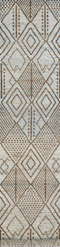 16 Ft Light Blue Moroccan Runner Rug - Hand Knotted Wool Rug