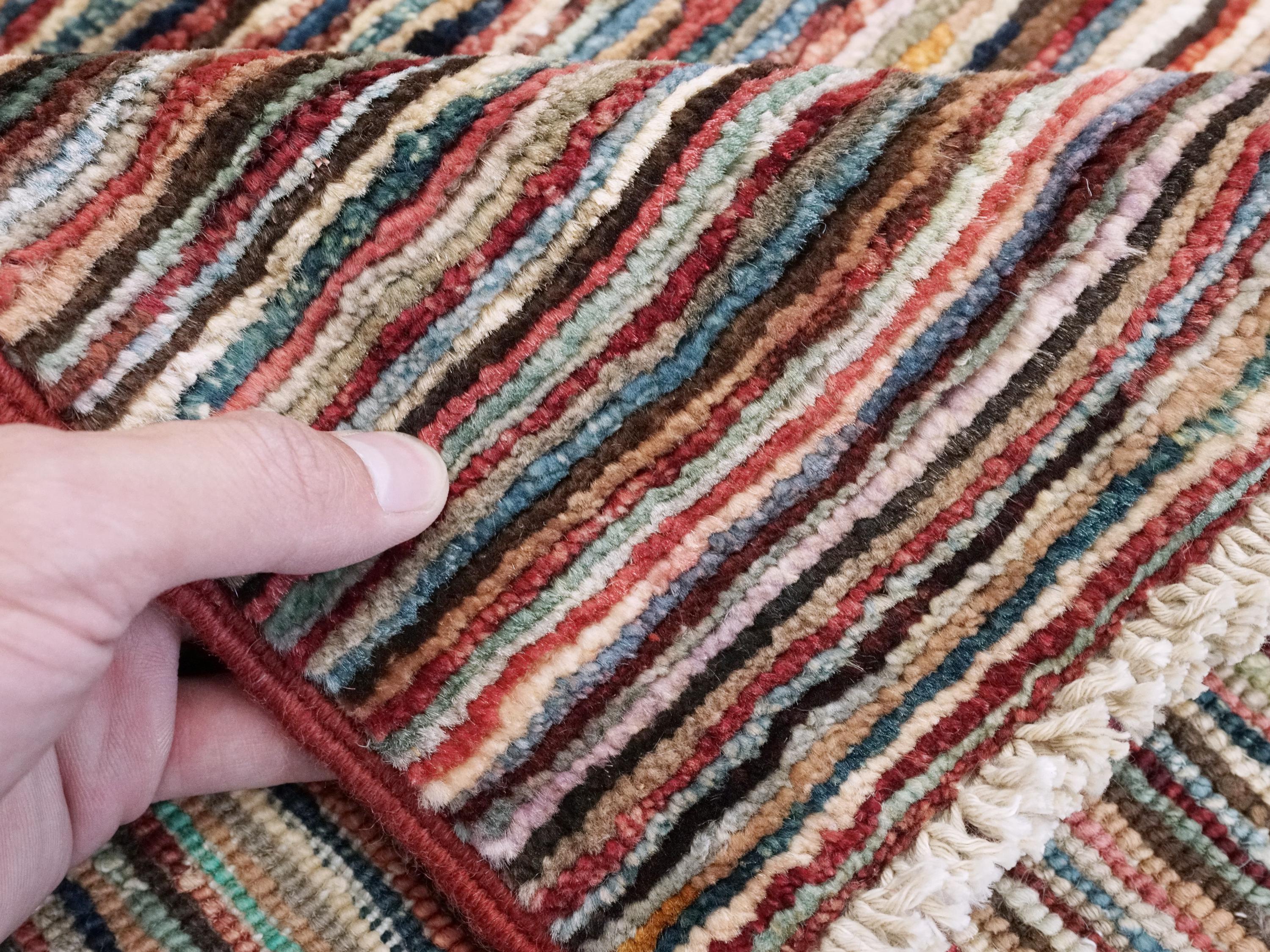 6x9 Ft Multicolor Gabbeh Rug - Afghan Wool Area Rug - Plain Design