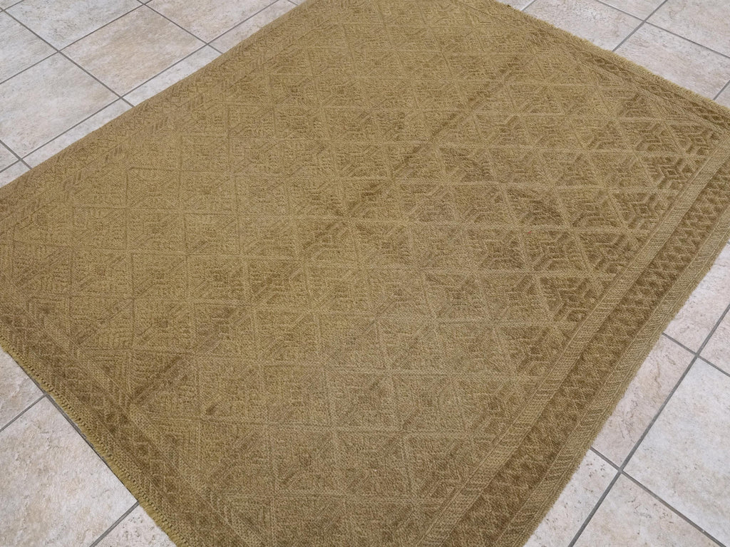 5x6 Ft Vintage Brown Tribal Kilim Rug - Hand Knotted Wool Area Rug