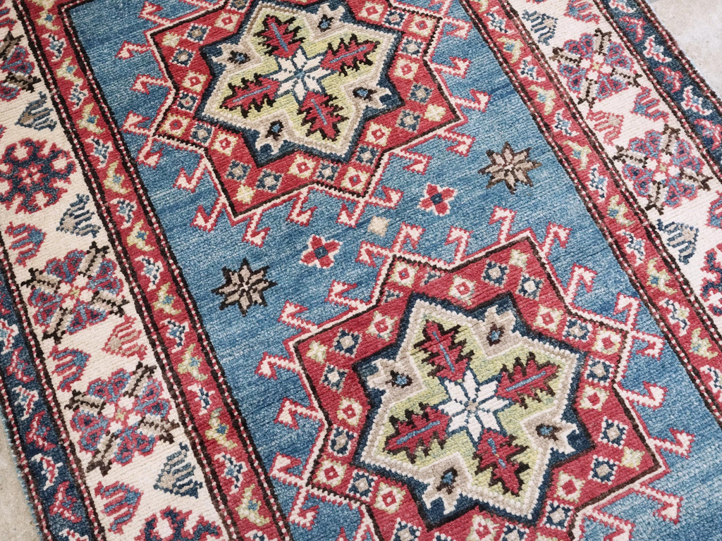 3x4 Ft Blue Heriz Rug - Afghan Oriental Area Rug - Traditional Persian Design