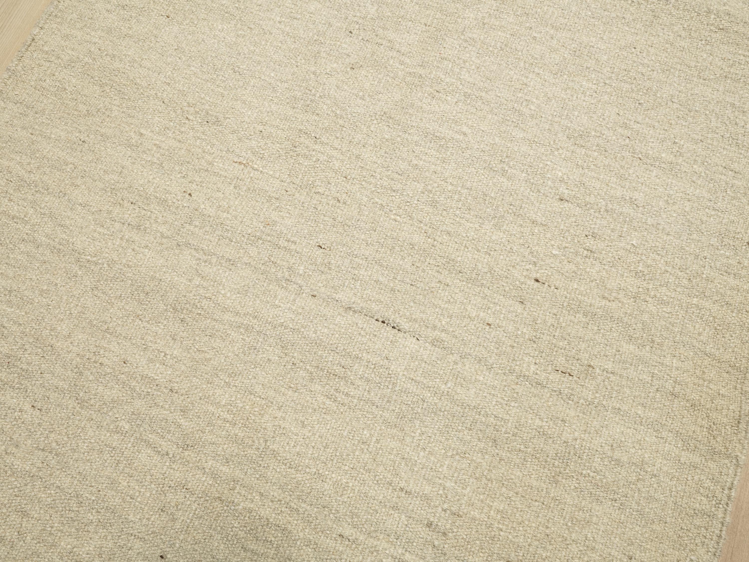 10 Ft Handmade Beige Kilim Runner Rug - Afghan Wool Hallway Rug