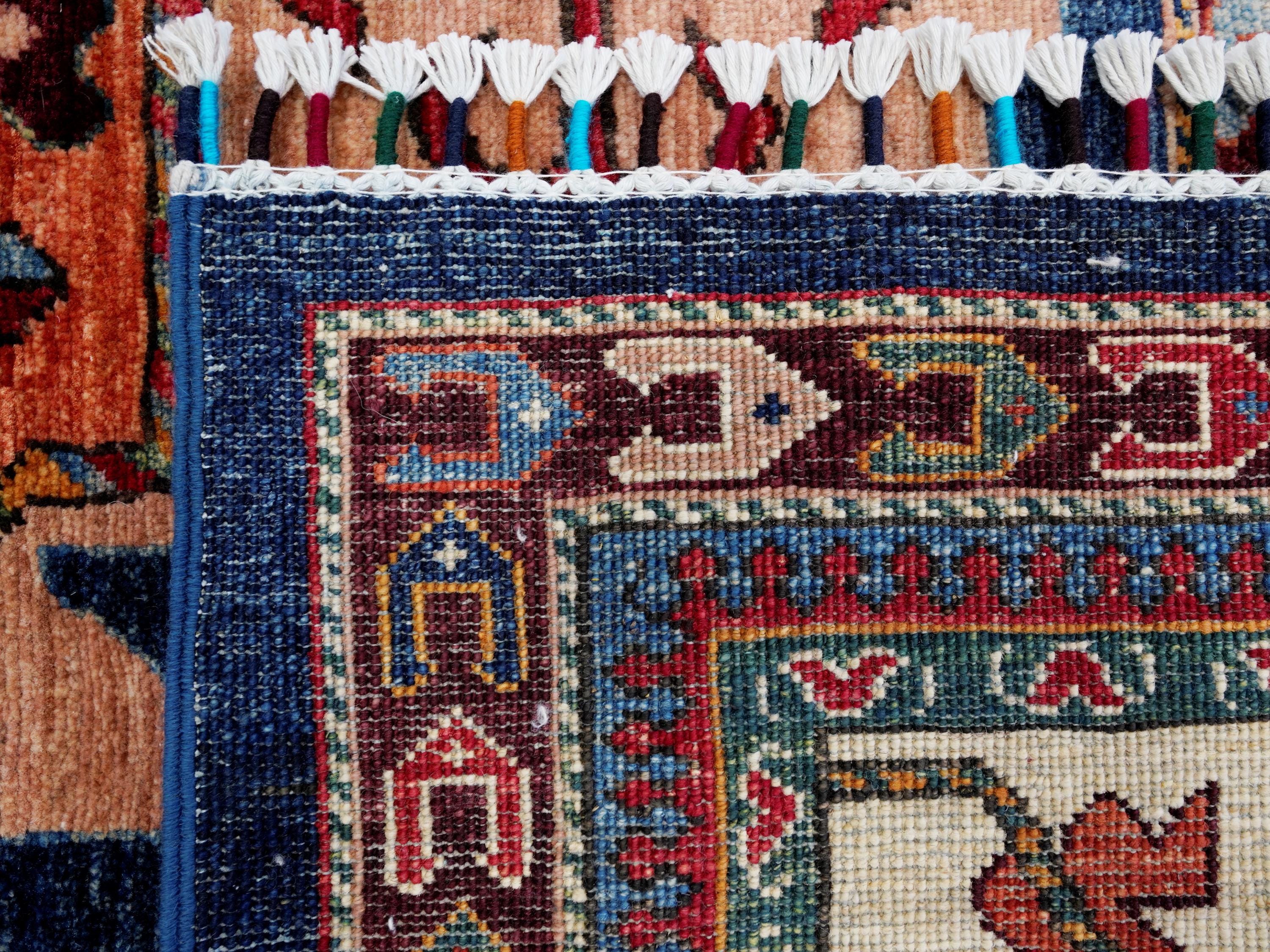 10x14 Ft Blue Beige Serapi Rug - Hand Knotted Wool Oriental Rug