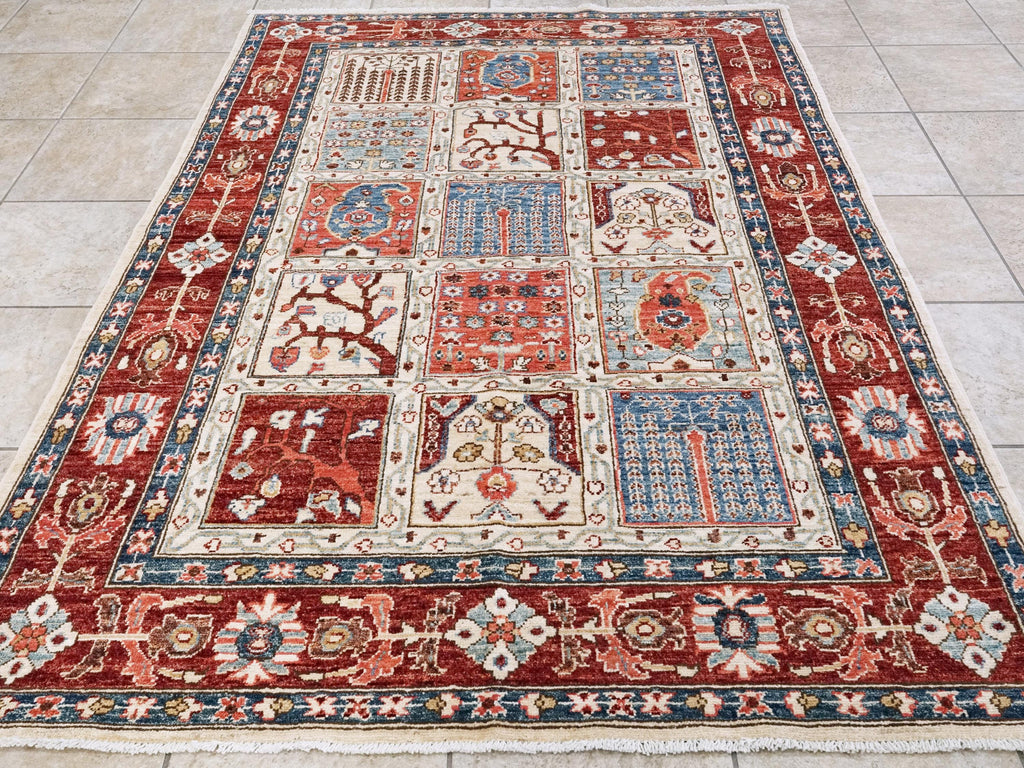 5x7 Ft Red & Beige Serapi Rug - Oriental Area Rug - Garden Design