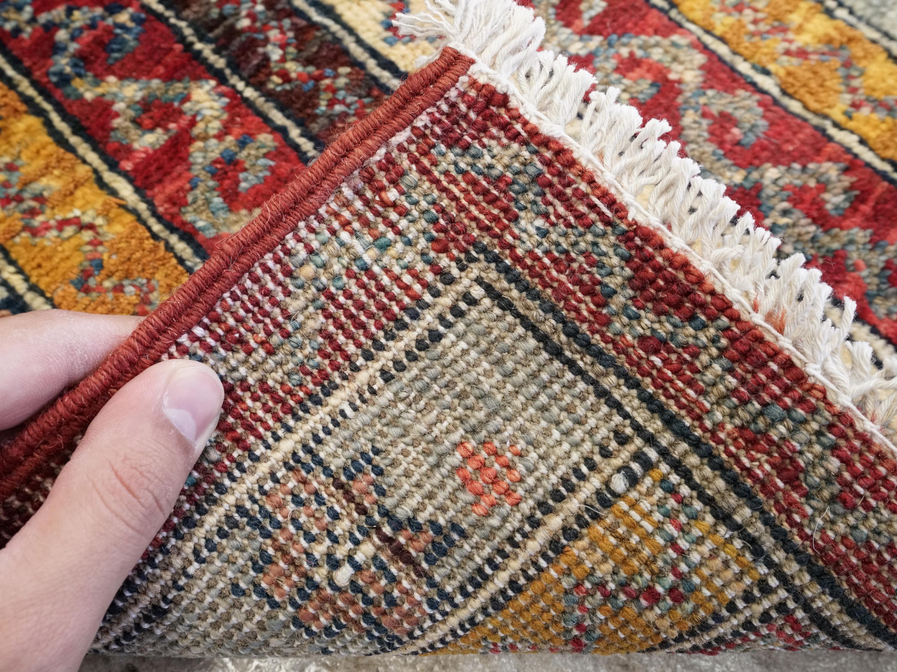 1x2 Ft Hand Knotted Heriz Rug - Red Afghan Wool Accent Rug