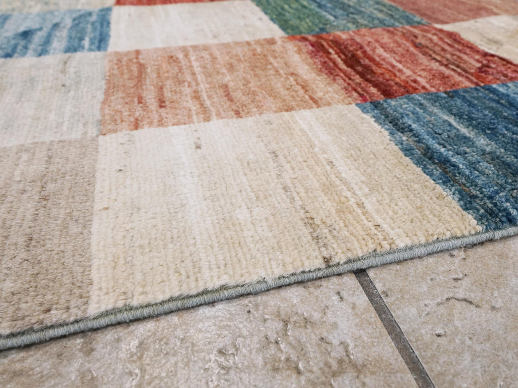 8x10 Ft Hand Knotted Colorful Gabbeh Rug - Geometric Design