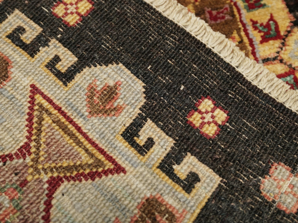 2x3 Ft Black Heriz Rug - Hand Knotted Wool Rug