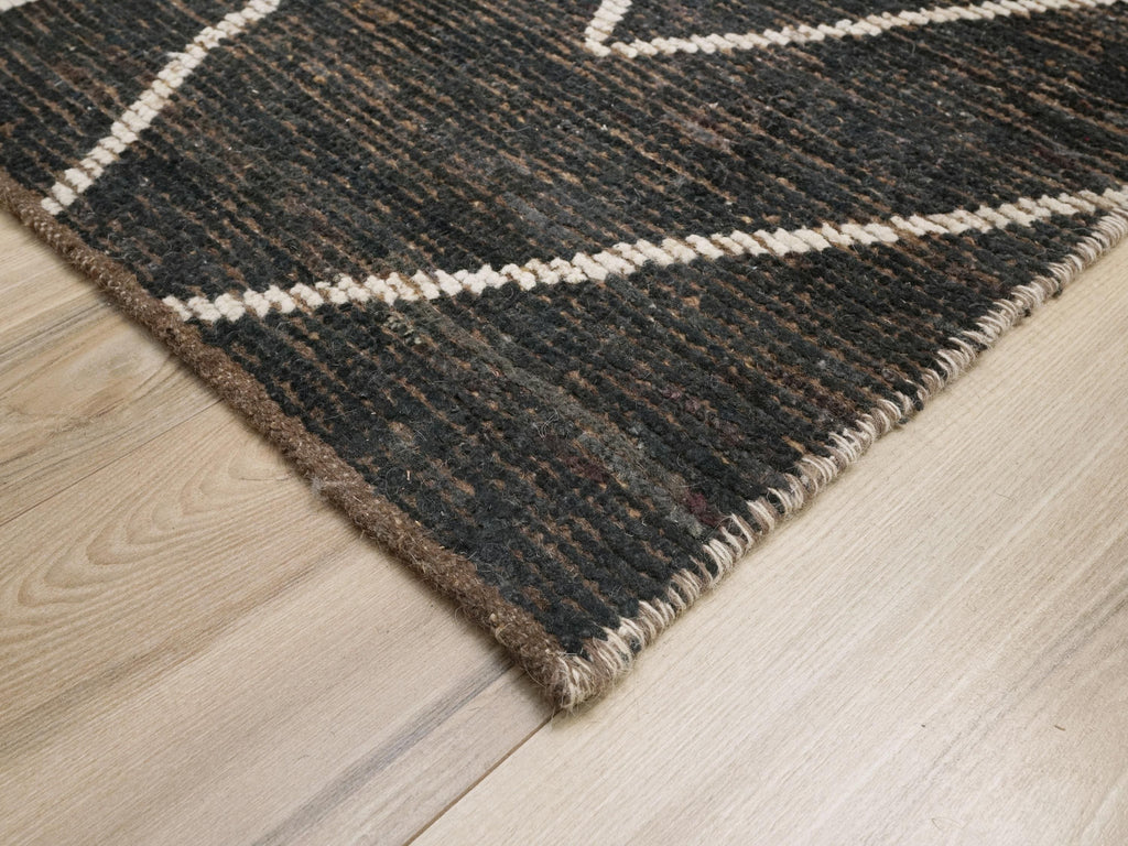 6x8 Ft Black Moroccan Rug - Handmade Tribal Rug