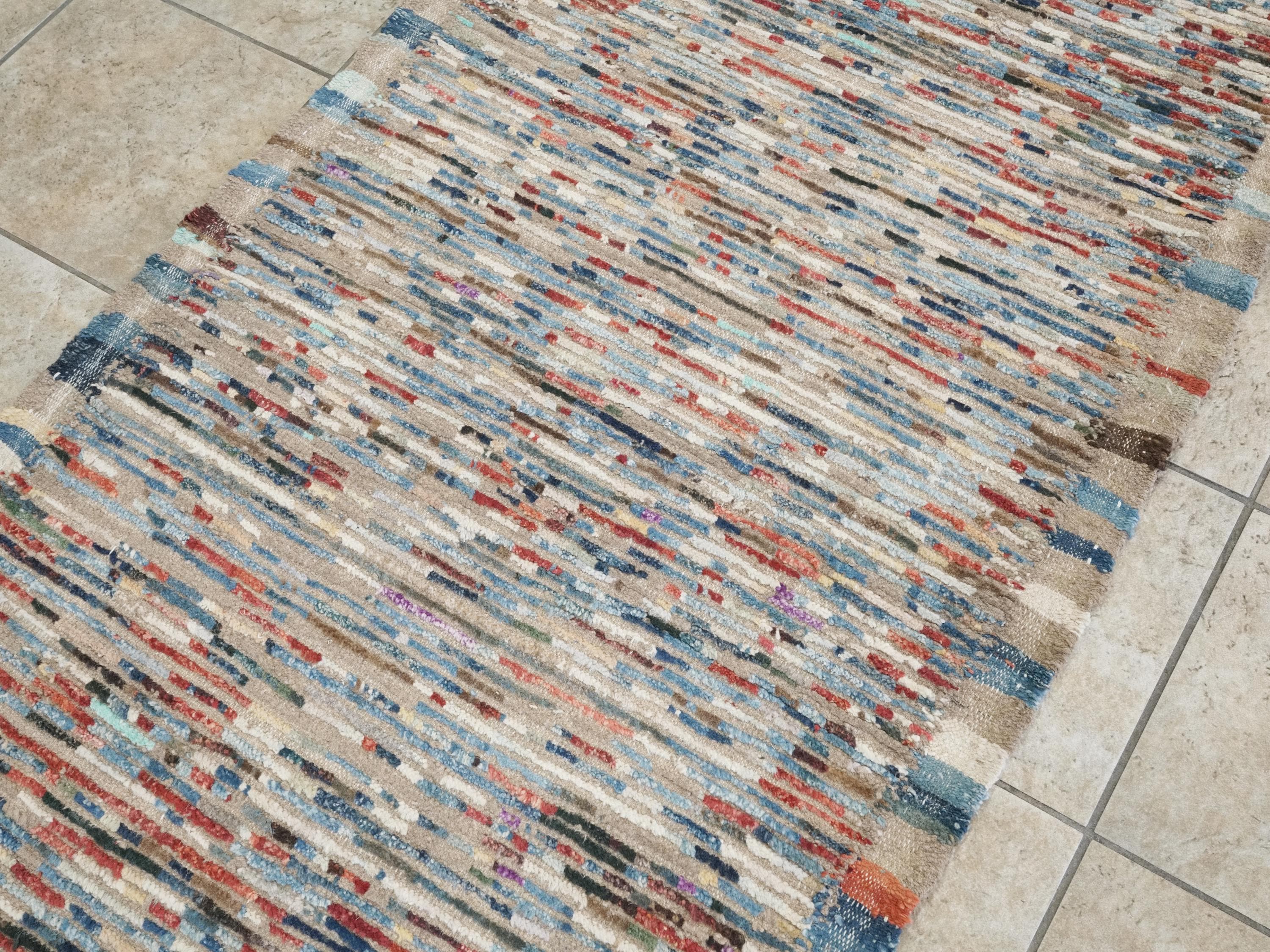 8 Ft Moroccan Runner Rug - Colorful Handmade wool Rug