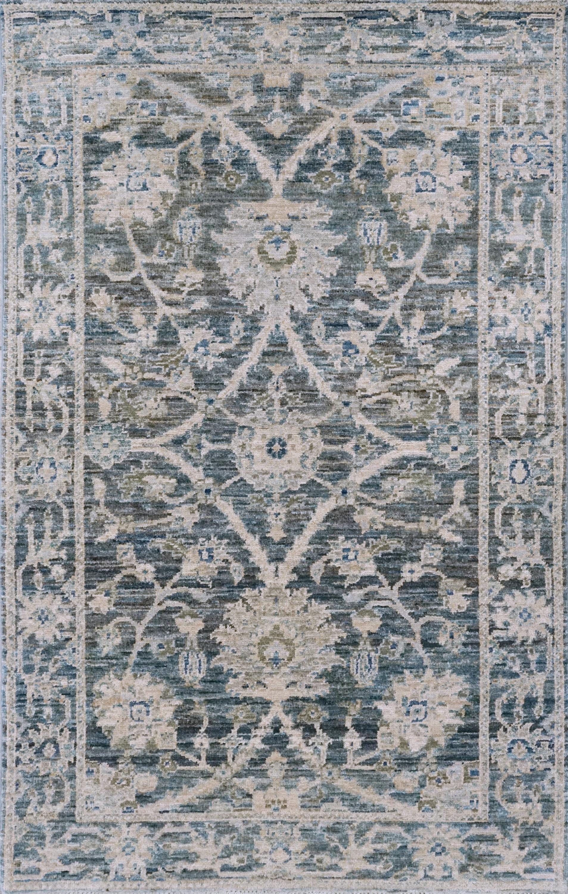 3x5 Ft Blue & Green Serapi Rug - Oriental Wool Rug - Floral Design