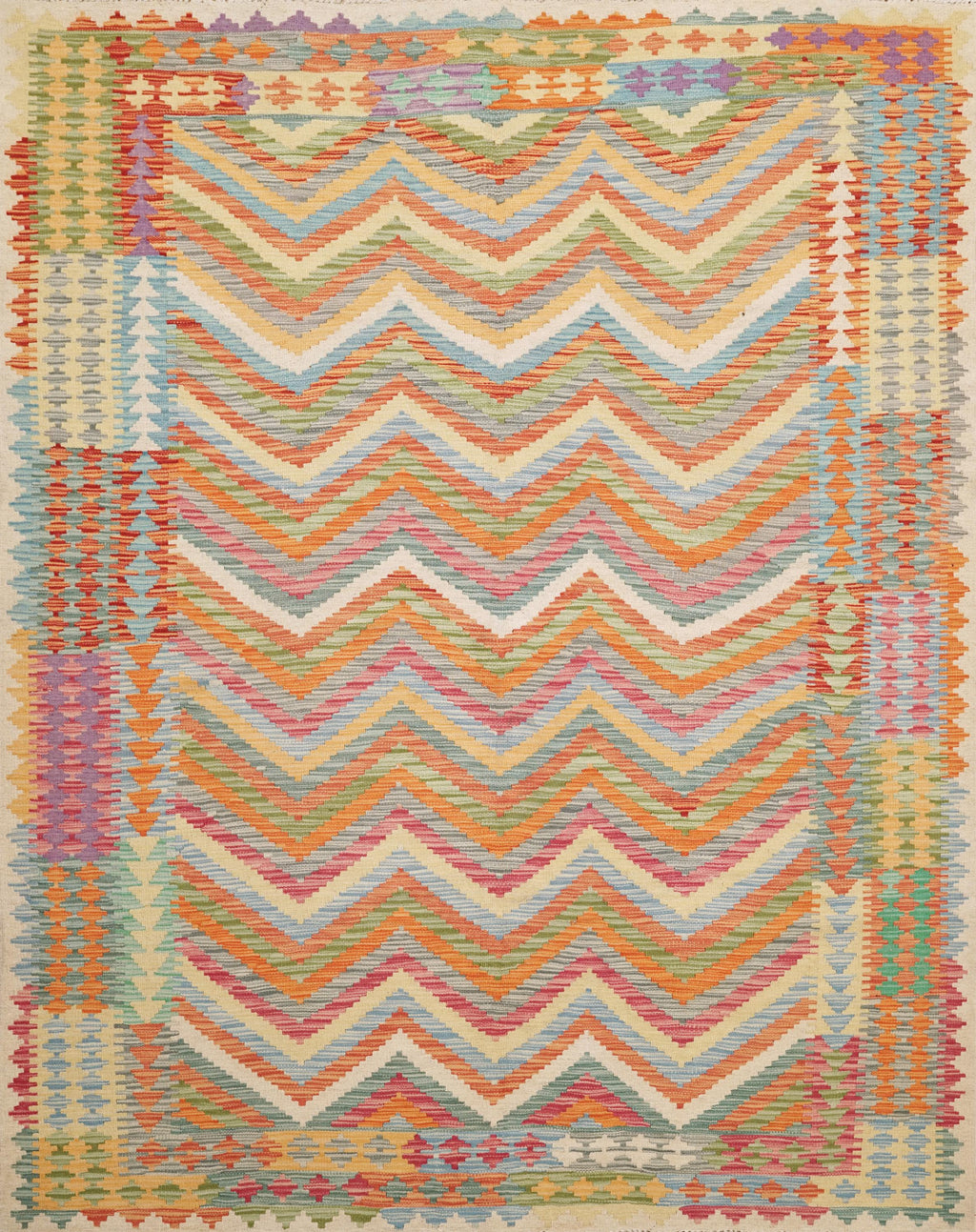 6x8 Ft Colorful Kilim Rug - Traditional Afghan Flatweave