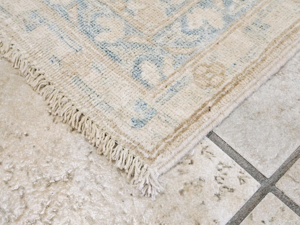 3x5 Ft Beige & Blue Serapi Rug - Oriental Wool Rug - Floral Design