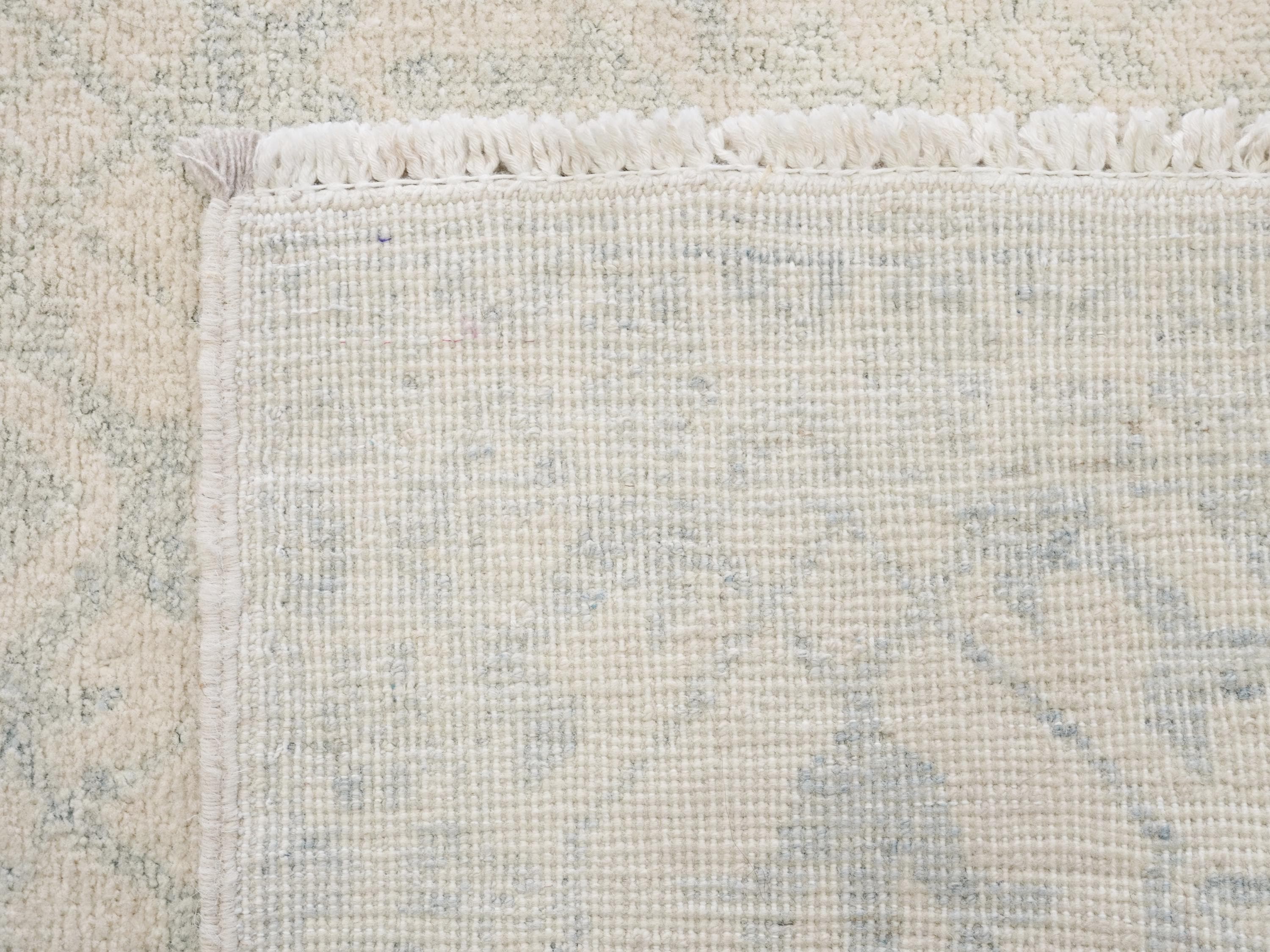2x6 Ft Hand Knotted Heriz Rug - Beige Afghan Wool Runner