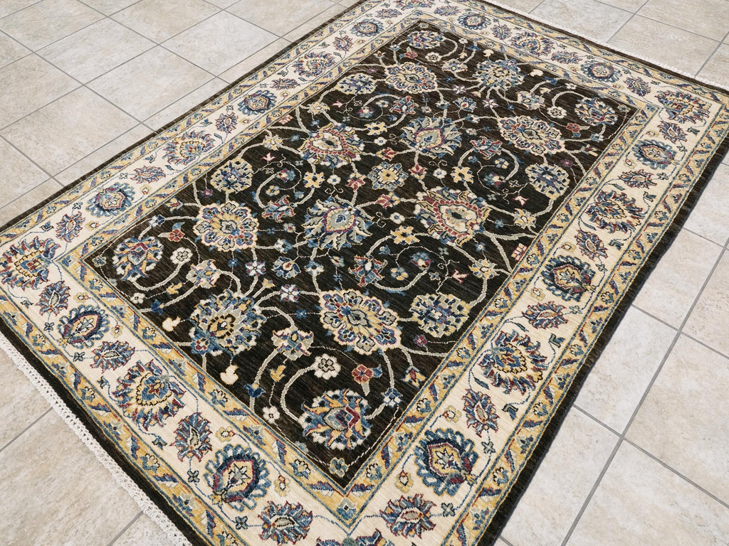 5x7 Ft Black Bidjar Rug - Afghan Oriental Wool Rug - Floral Design