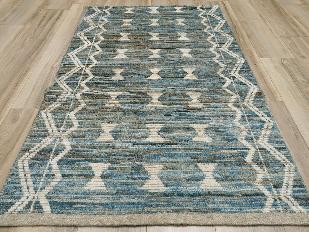 3x5 Ft Blue Moroccan Rug - Afghan Wool Tribal Rug