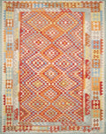 6x8 Ft Red Wool Kilim Rug - Flat Weave Afghan Rug