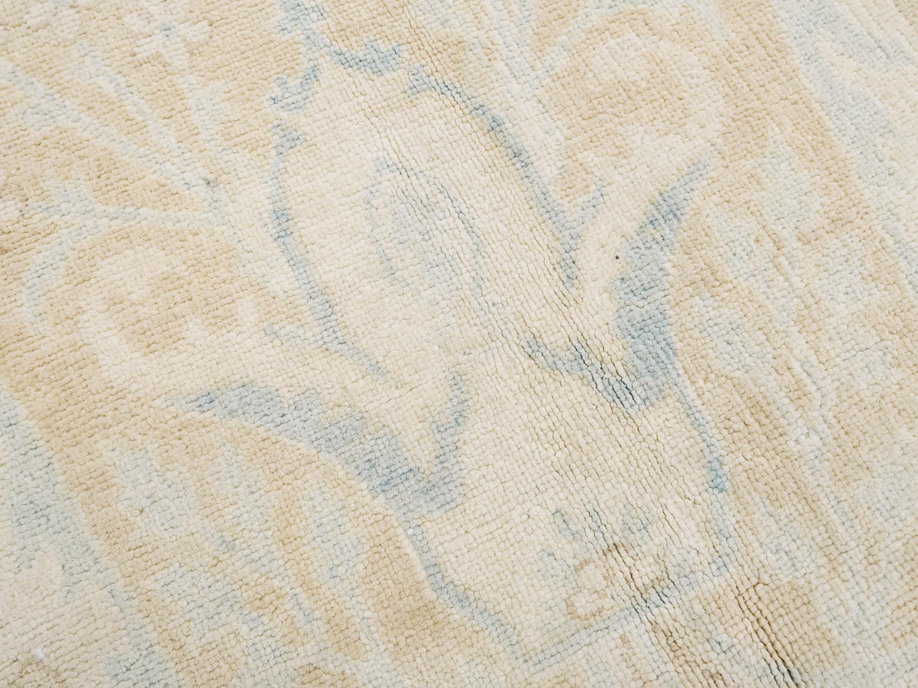 6x9 Ft Hand Knotted Bidjar Rug - Beige & Blue Persian Design