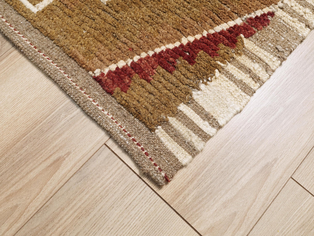 6x9 Ft Brown & Red Moroccan Rug - Handmade Afghan Rug - Tribal Design
