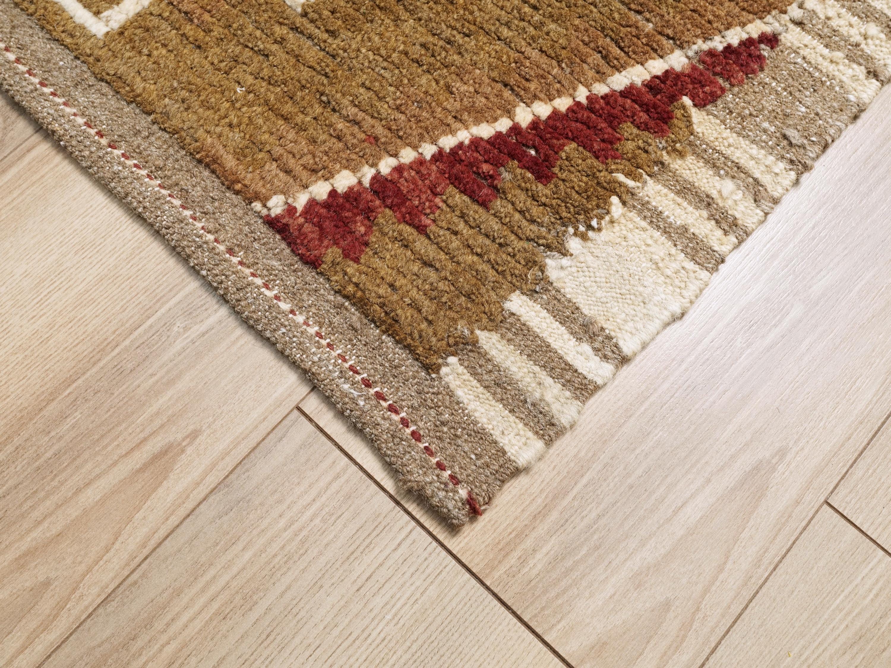 6x9 Ft Brown & Red Moroccan Rug - Handmade Afghan Rug - Tribal Design