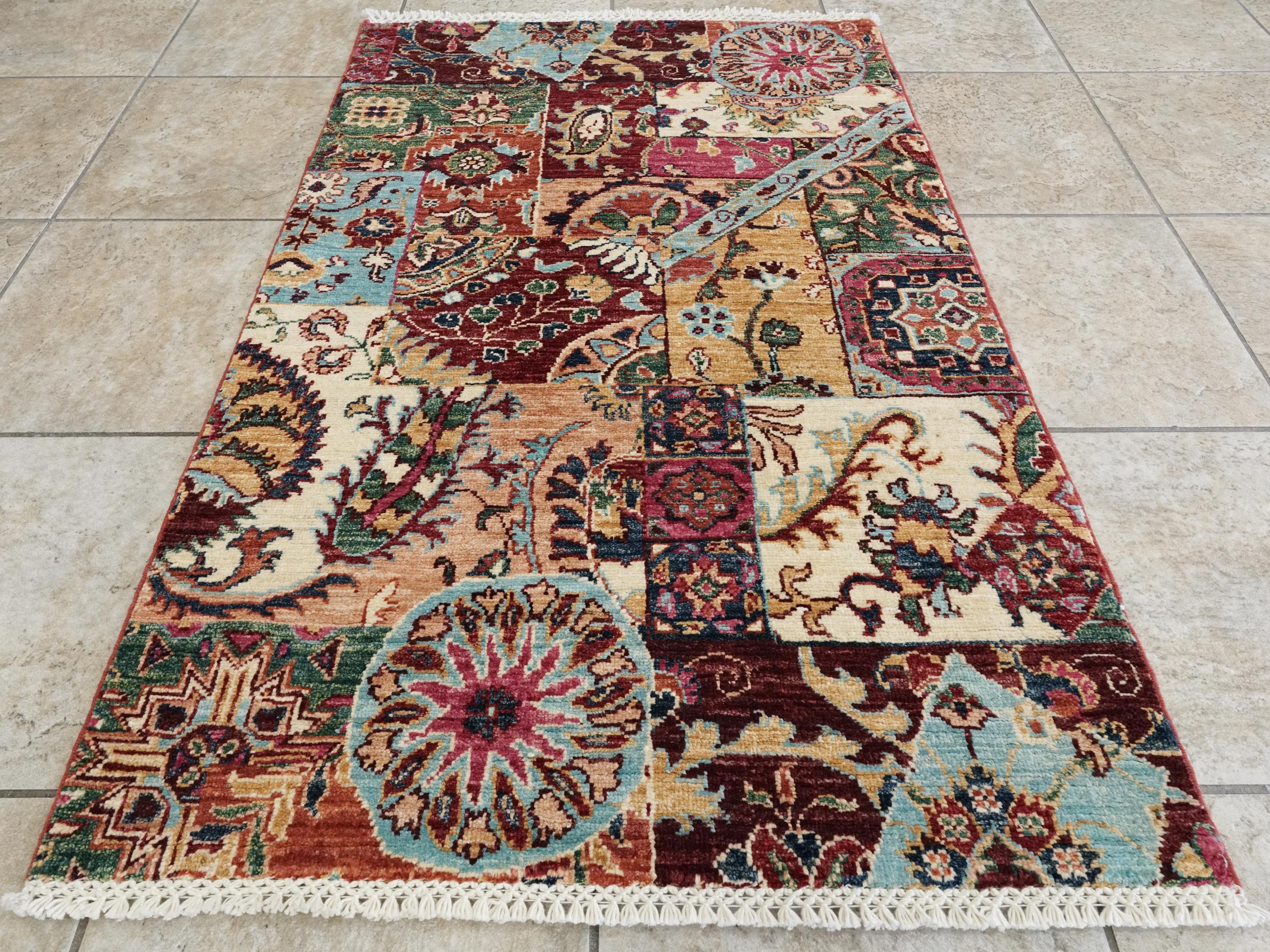 3x4 Ft Hand Knotted Gabbeh Wool Rug - Oriental Area Rug