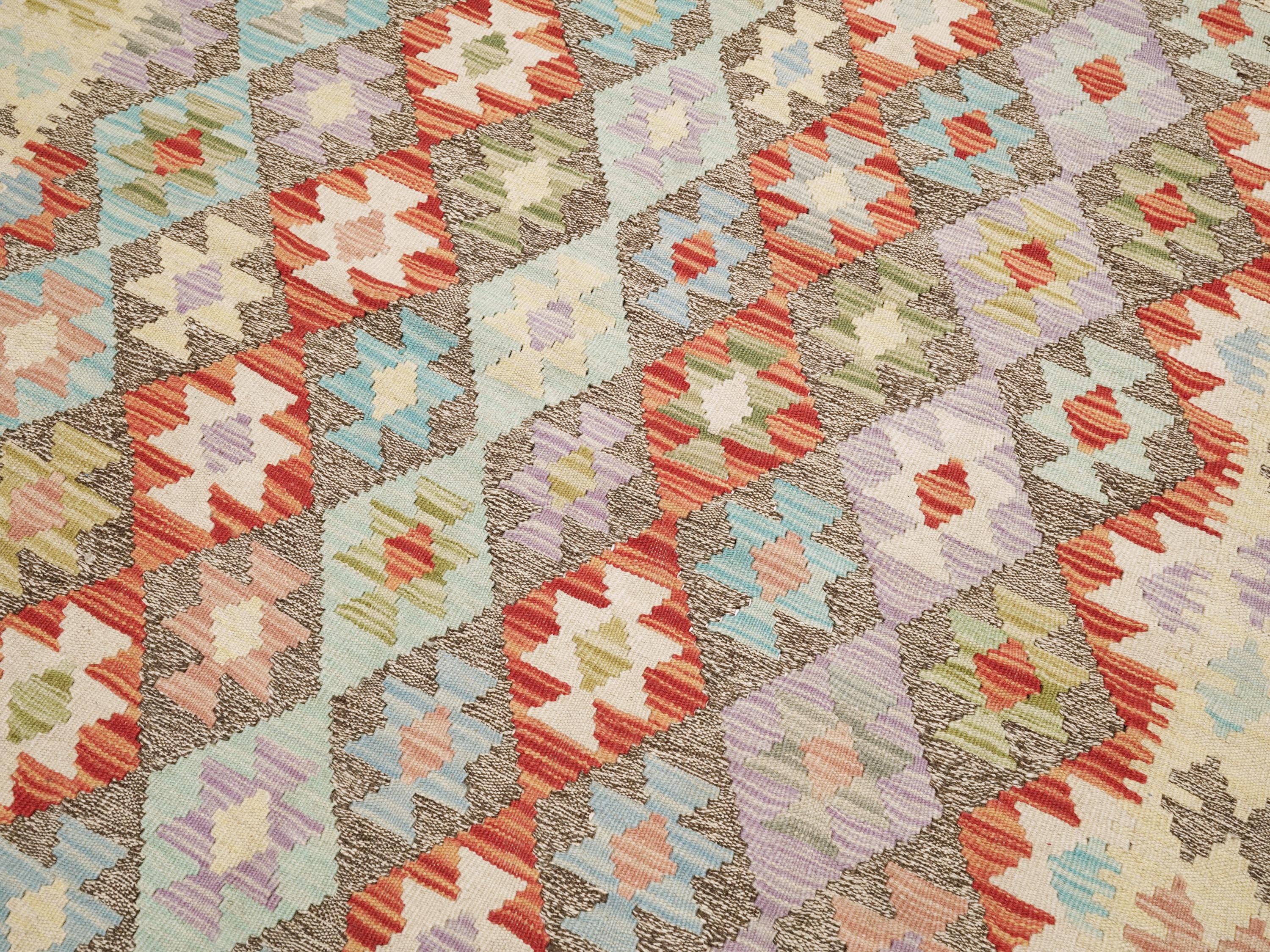 5x6 Ft Maimana Kilim Rug - Flat Weave Wool Rug