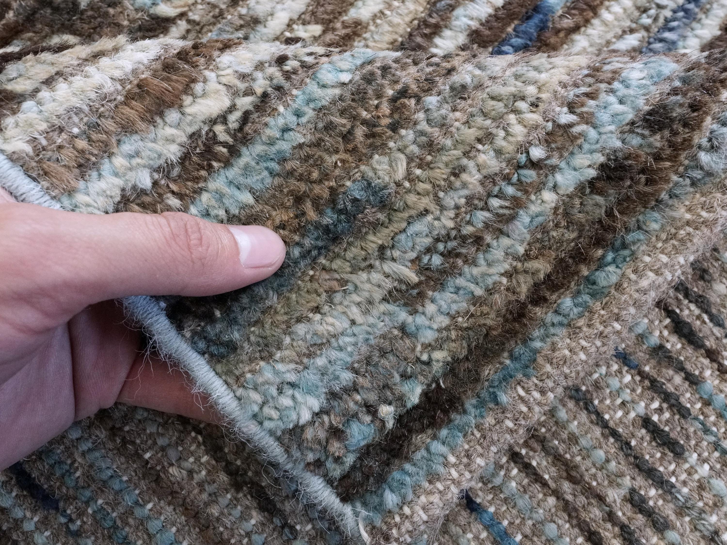 16 Ft Blue Moroccan Runner Rug - Afghan Handmade Hallway Rug - Contemporary Design