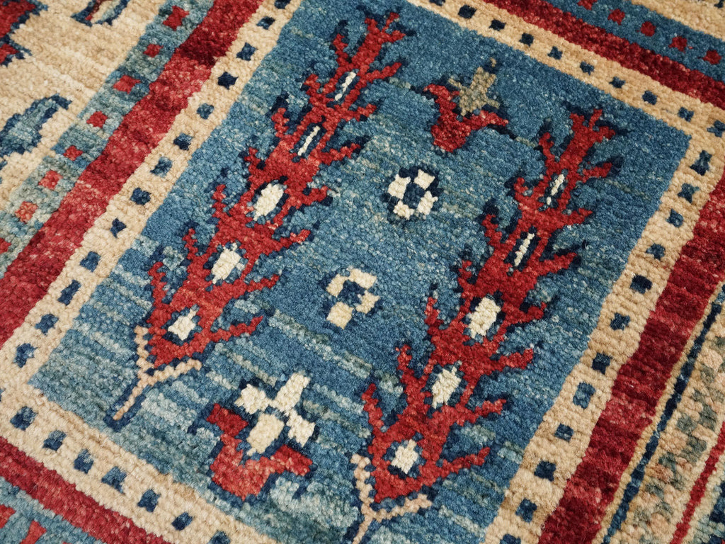 2x3 Ft Hand Knotted Red Heriz Rug - Afghan Wool Accent Rug