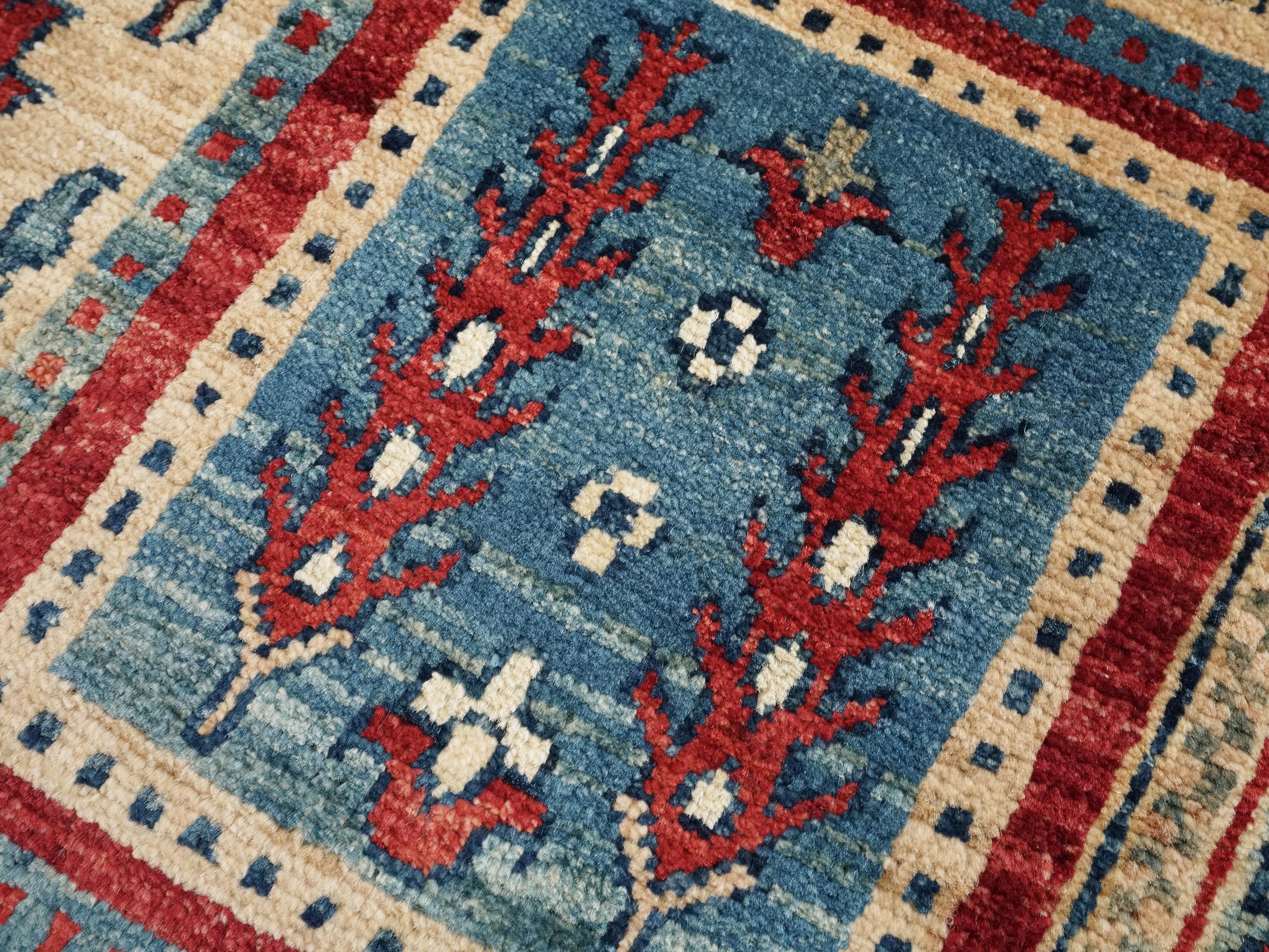 2x3 Ft Hand Knotted Red Heriz Rug - Afghan Wool Accent Rug