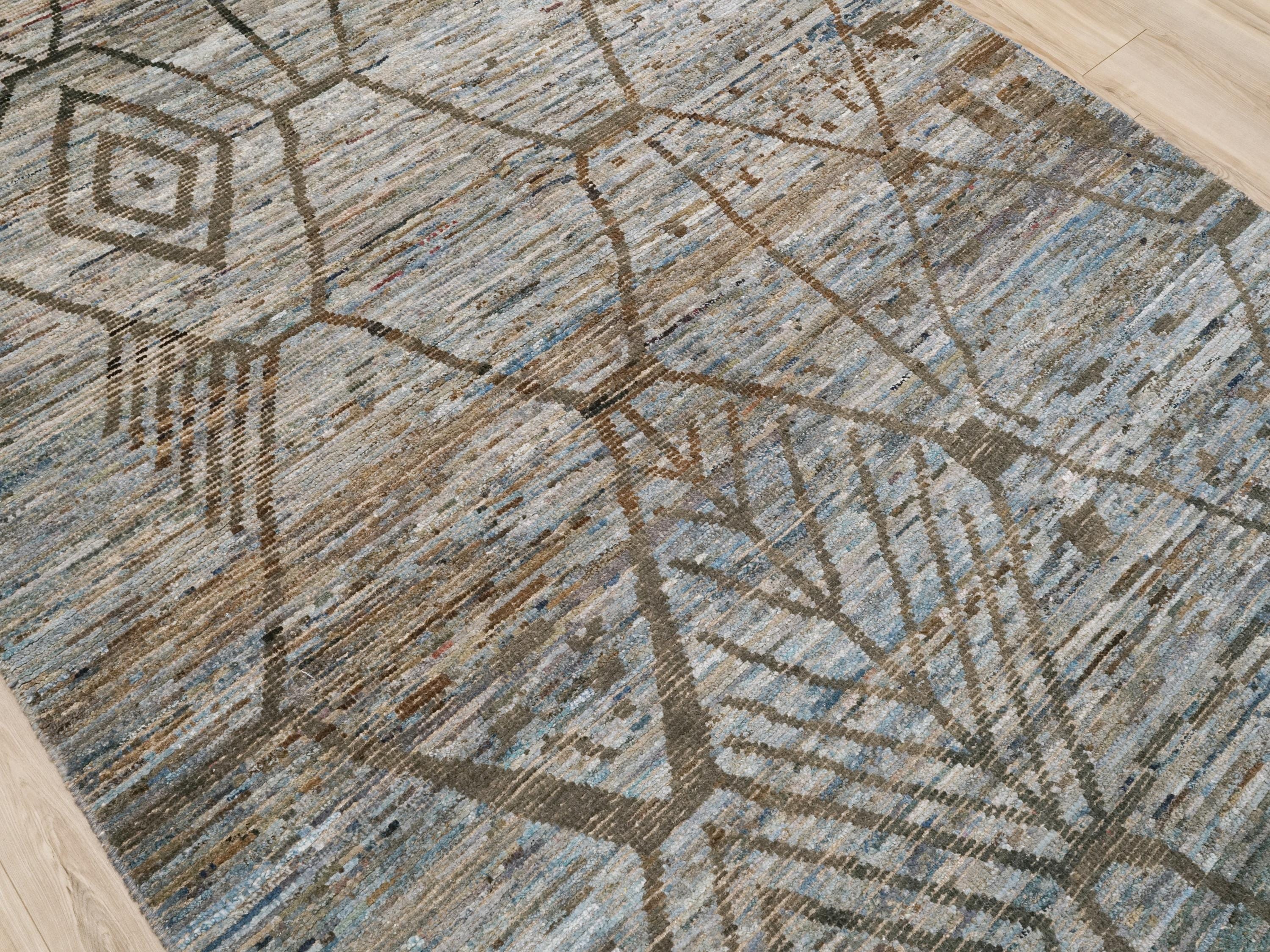 6x9 Ft Blue Moroccan Rug - Afghan Handmade Area Rug