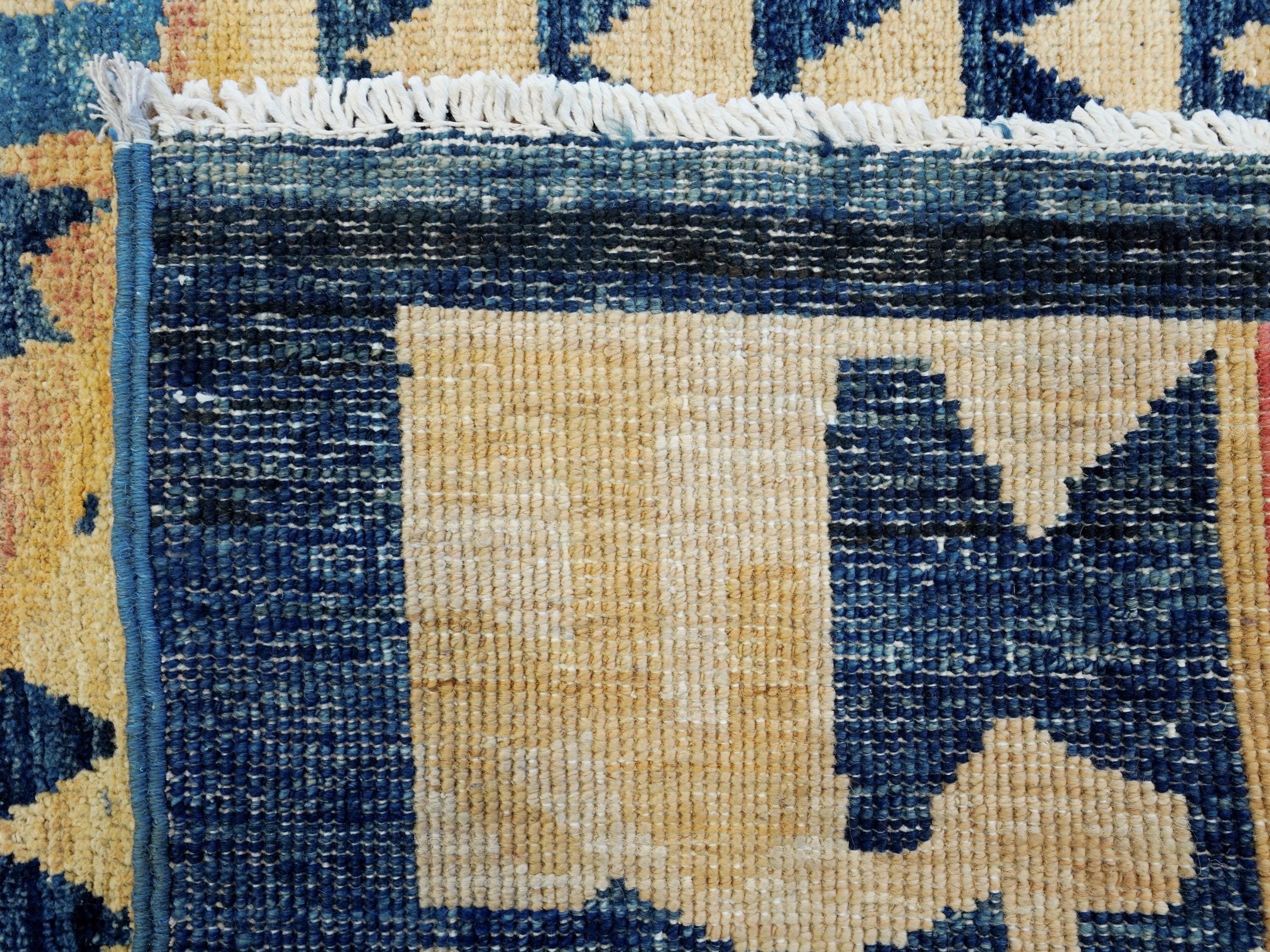 6x9 Ft Antique Tibetan Rug - Beige & Blue Chinese Design