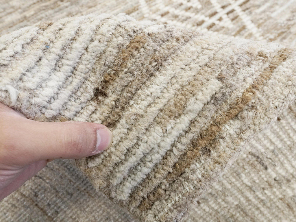 10x14 Ft Handmade Moroccan Rug - Light Brown Wool Rug