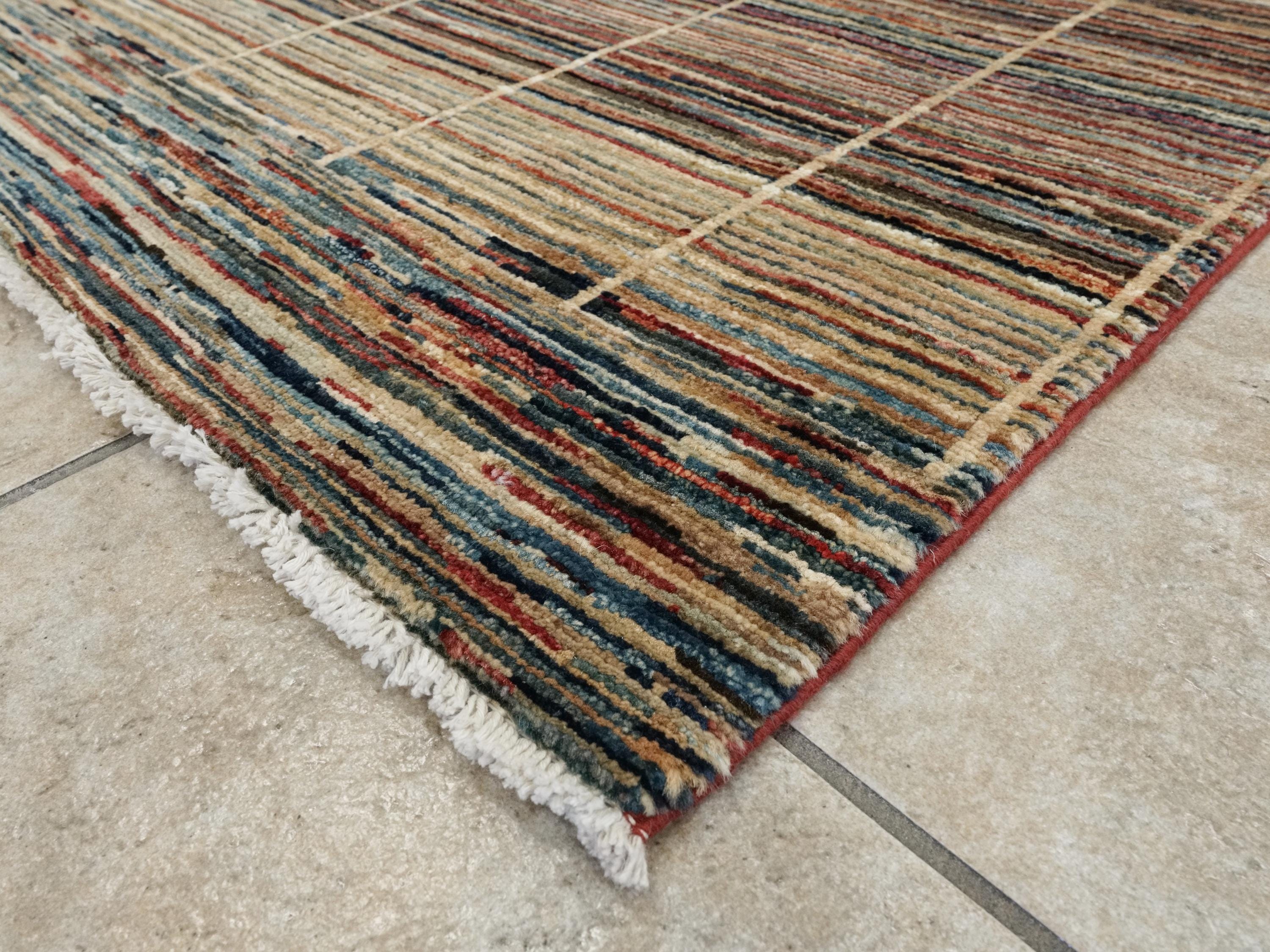 8x10 Ft Stripped Gabbeh Rug - Hand Knotted Wool Area Rug