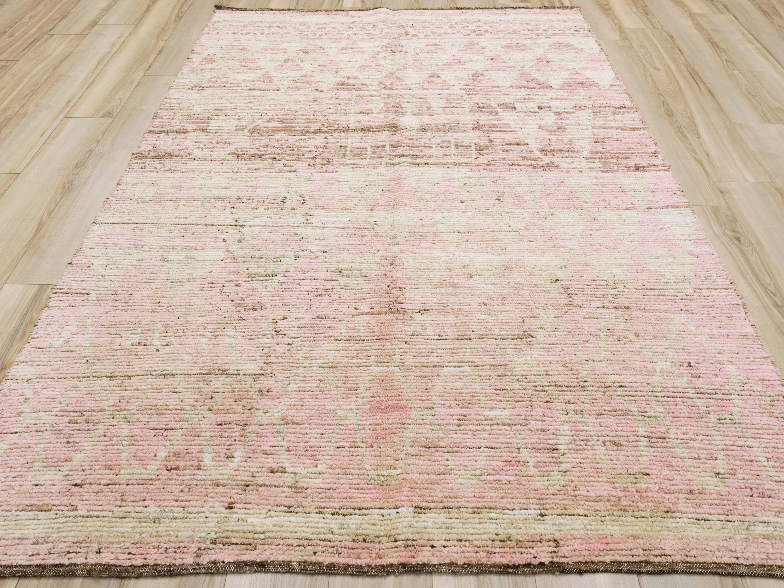 6x9 Ft Pink Moroccan Rug - Afghan Handmade Area Rug