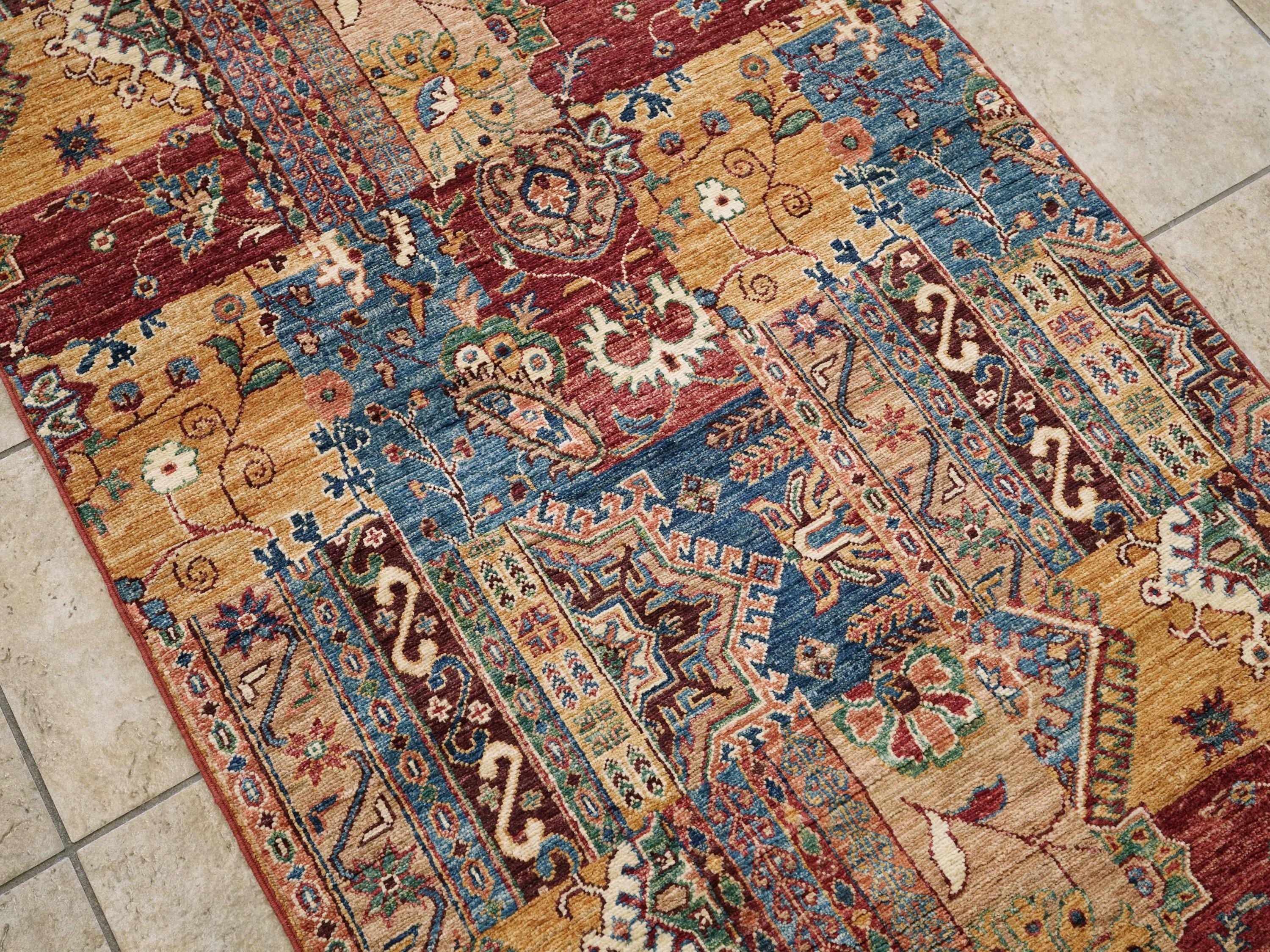 3x5 Ft Hand Knotted Red Gabbeh Rug - Oriental Rug