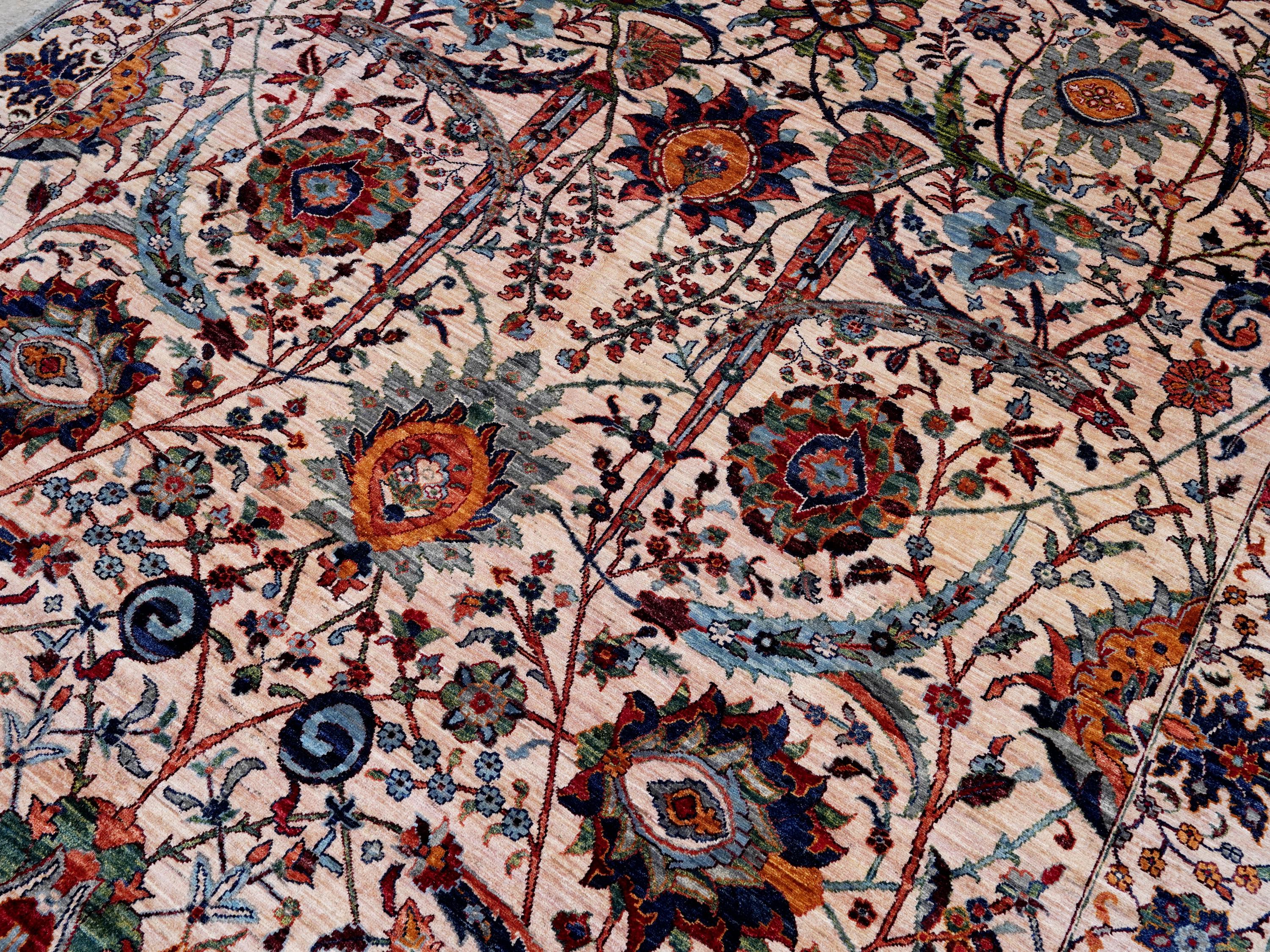 9x12 Ft Beige Serapi Rug - Afghan Oriental Area Rug - Persian Design