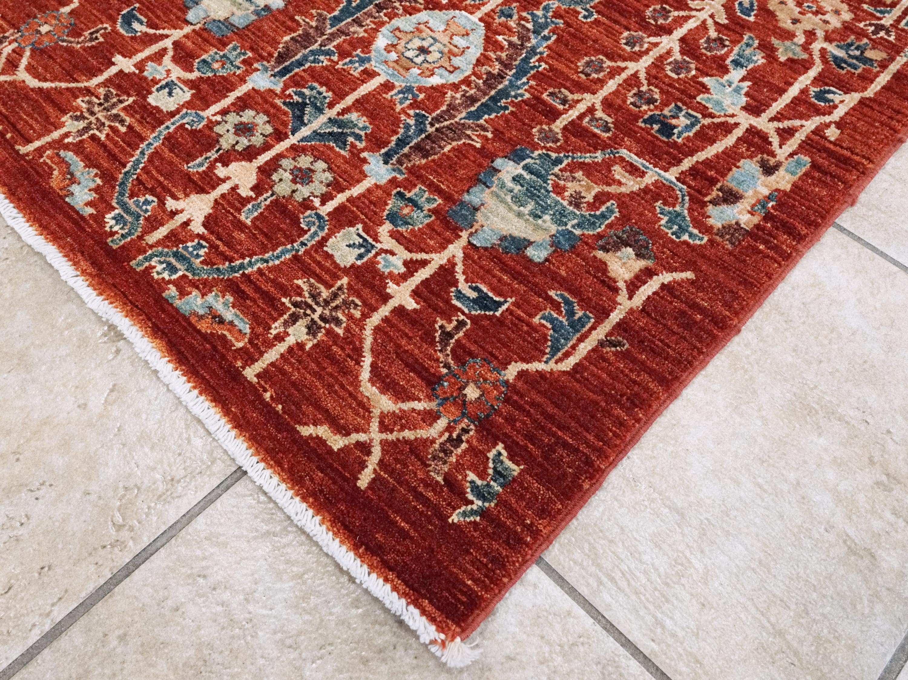 6x9 Ft Red Serapi Rug - Afghan Oriental Rug - Allover Floral Design