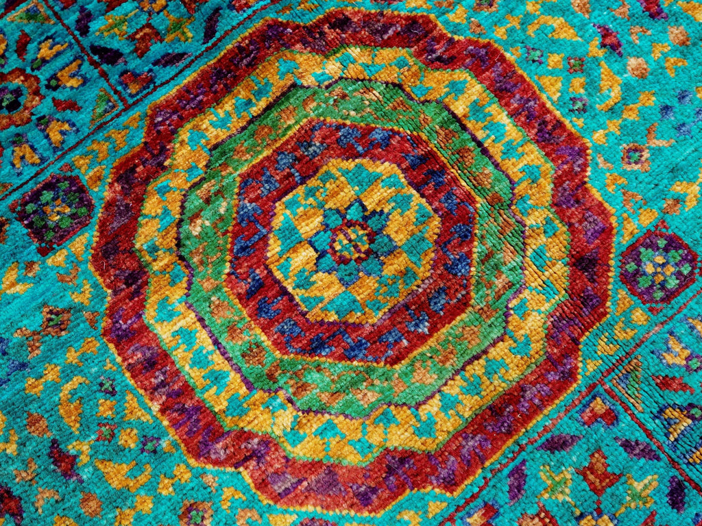 7x10 Ft Turquoise Mamluk Rug - Afghan Oriental Wool Rug