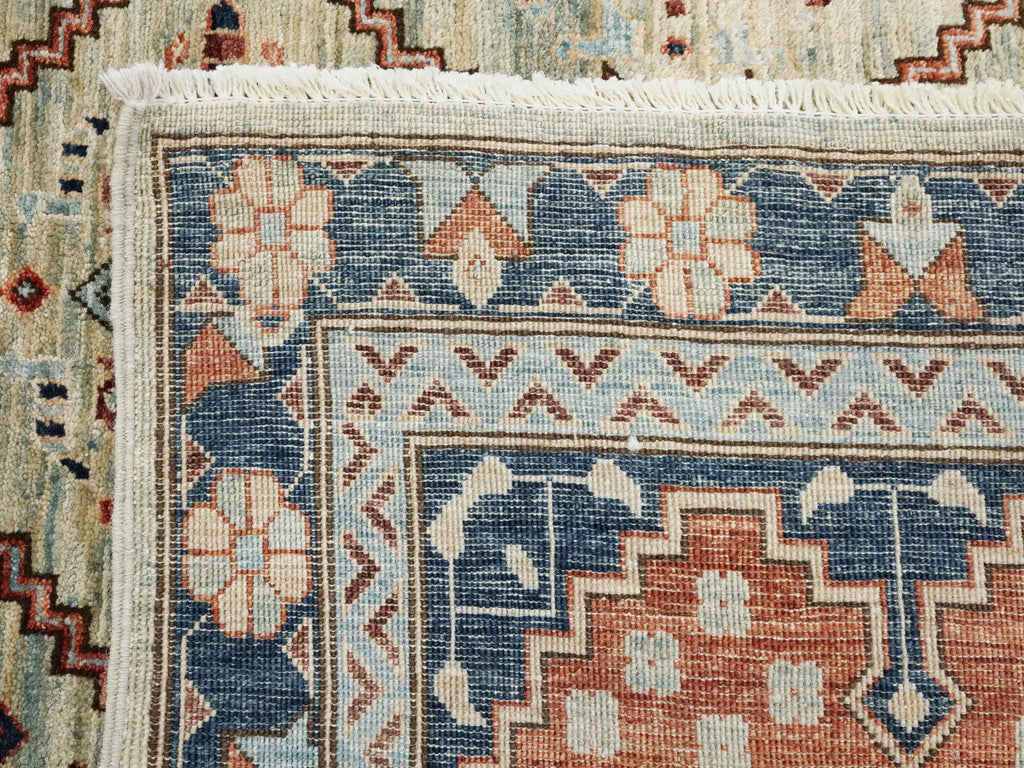 5x7 Ft Light Green Heriz Rug - Hand Knotted Oriental Wool Rug