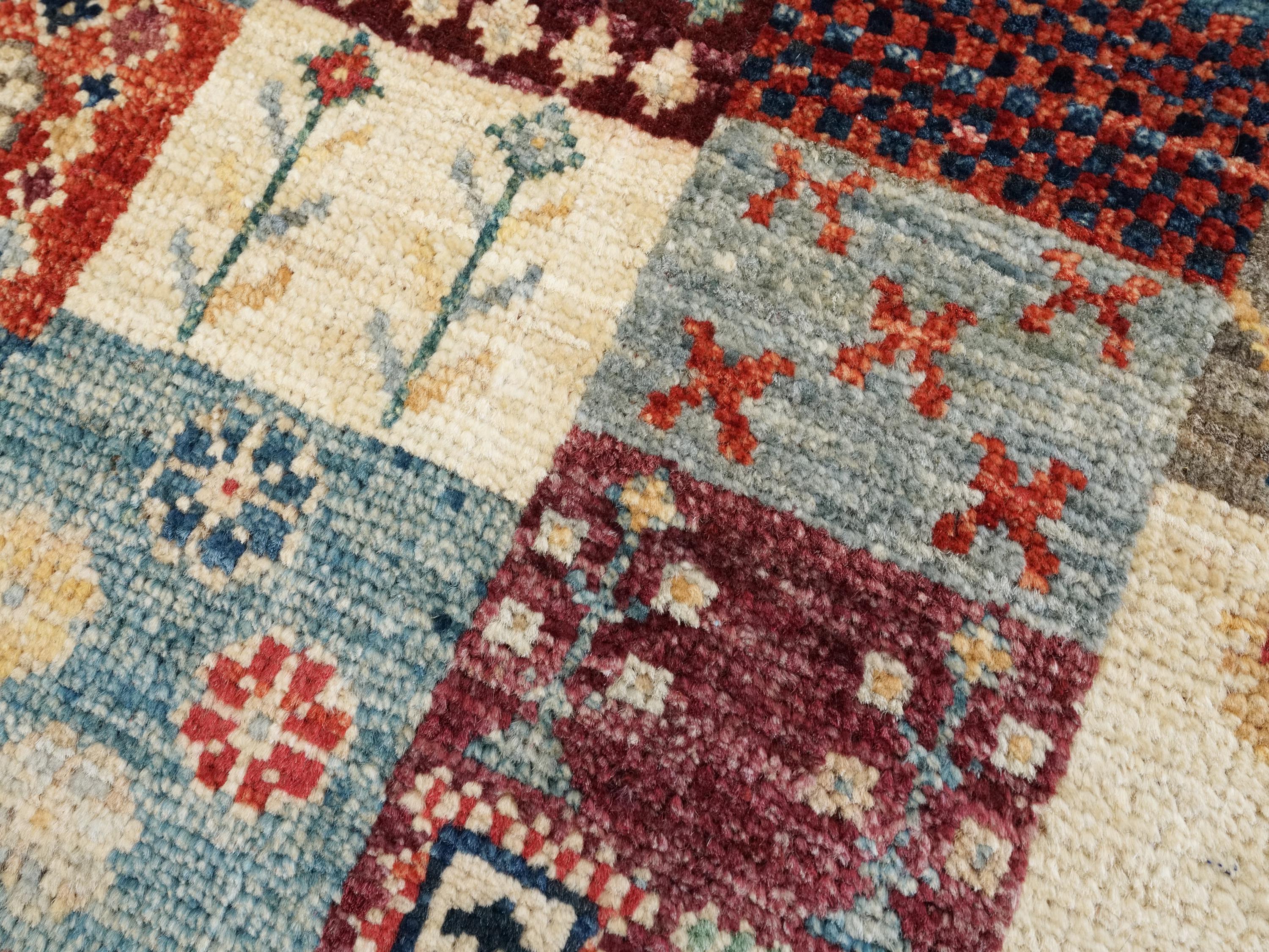 2x3 Ft Handmade Afghan Gabbeh Rug - Colorful Wool Accent Rug